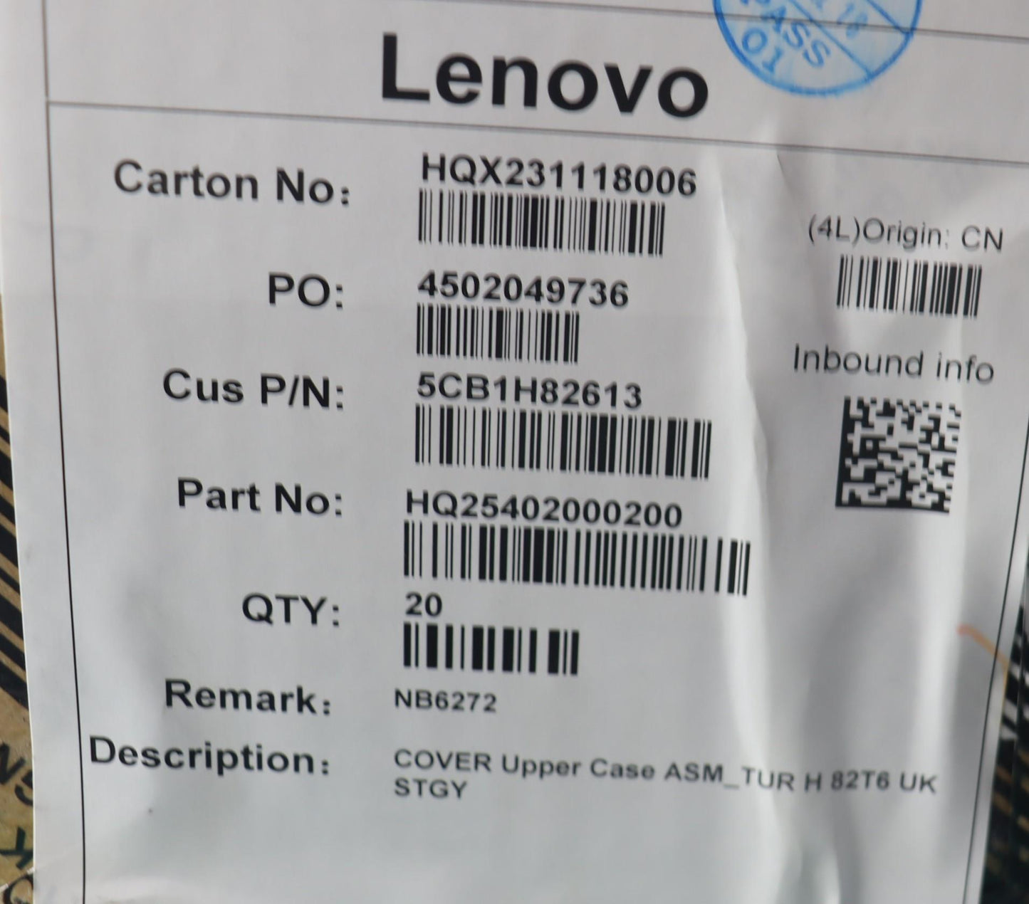 Lenovo Cover Upper Case Assembly Tur - 5CB1H82613