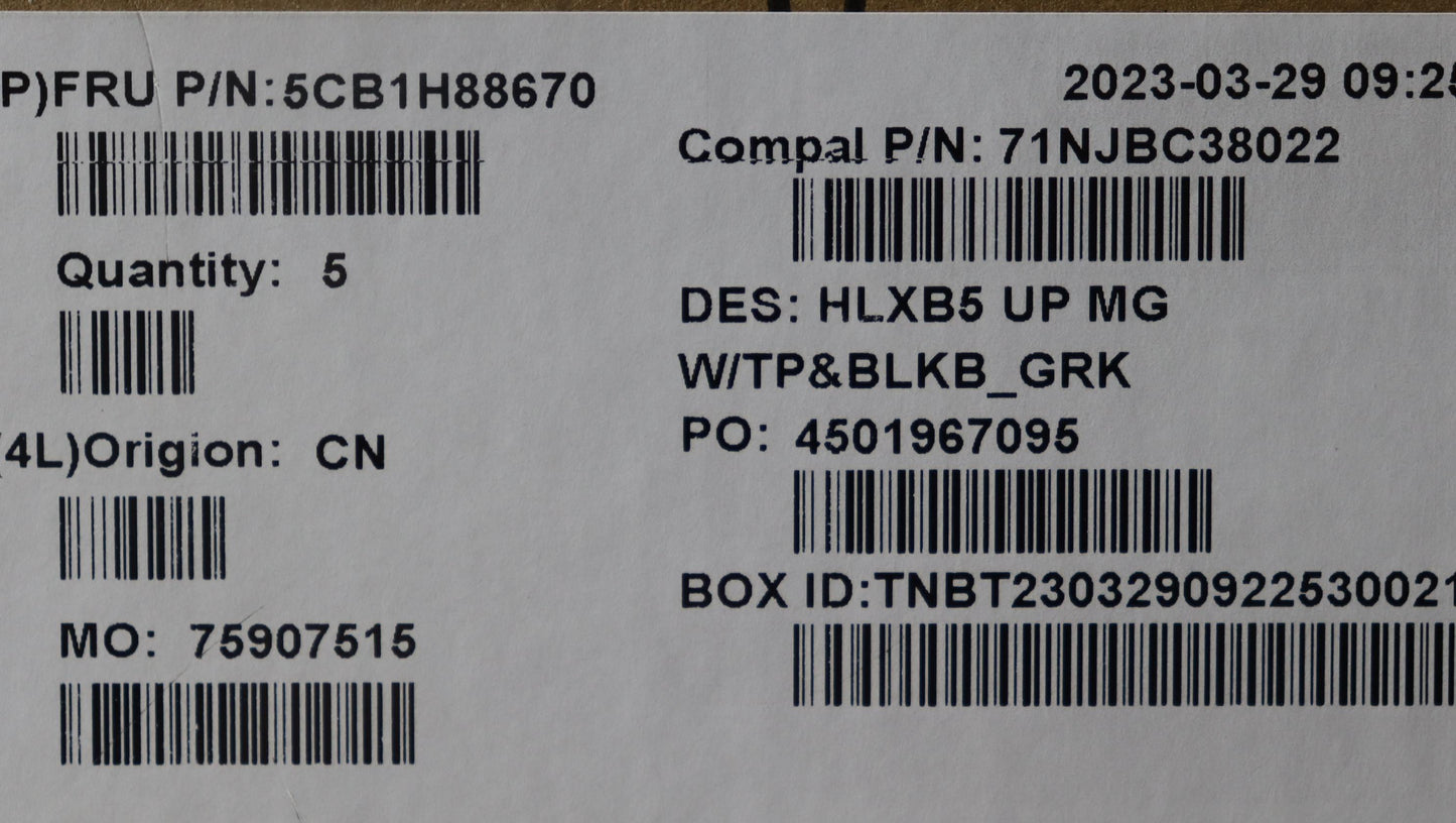 Lenovo Cover Upper Case Assembly Gre - 5CB1H88670