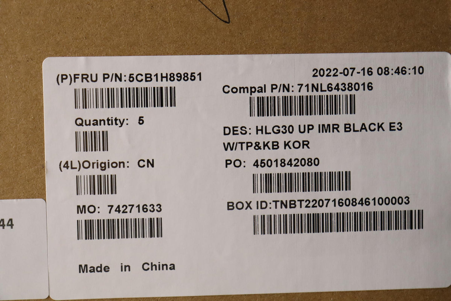 Lenovo Cover Uppercaseasmkor C82S9 E3 - 5CB1H89851