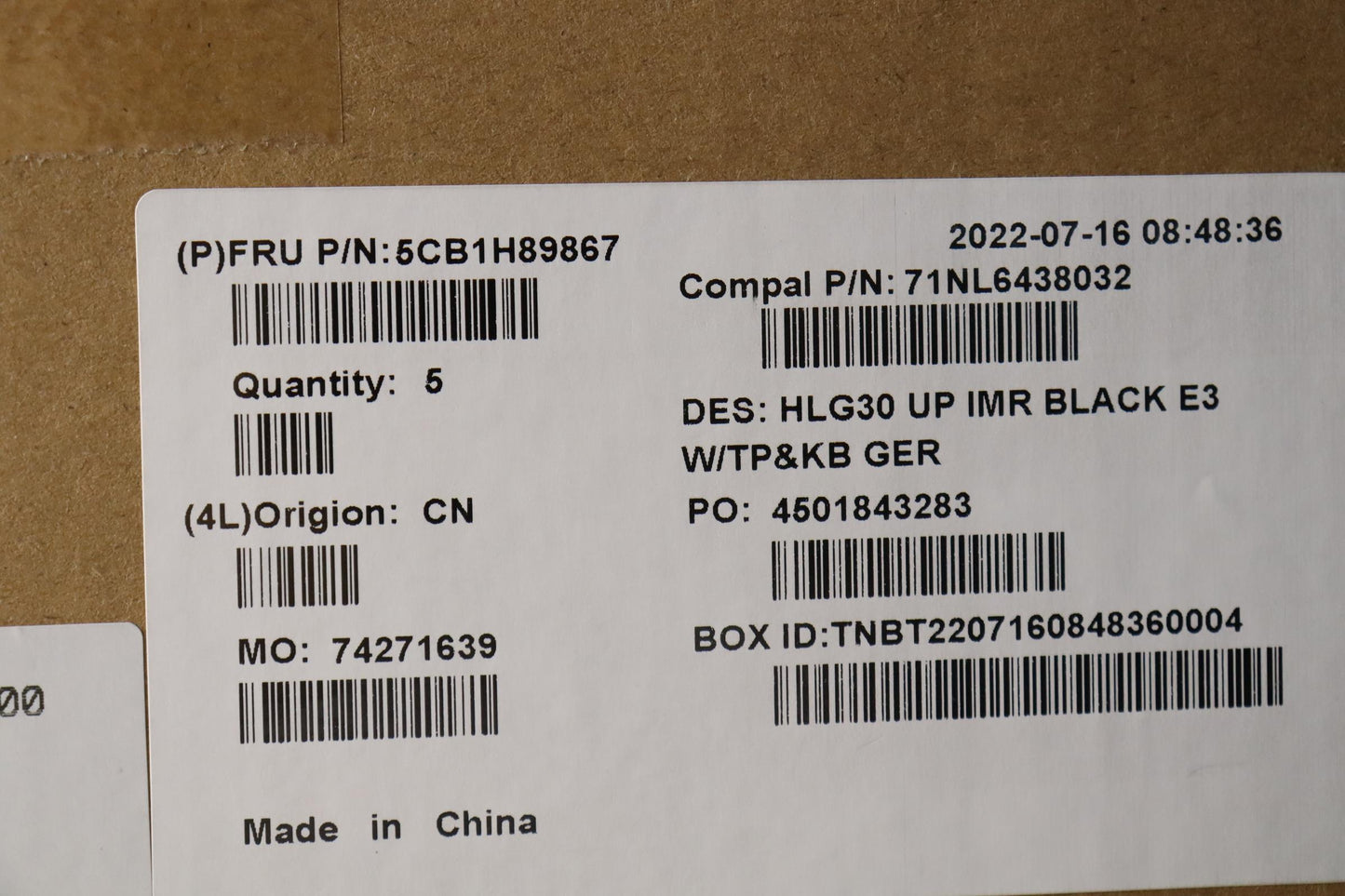 Lenovo Cover Uppercaseasmger C82S9 E3 - 5CB1H89867