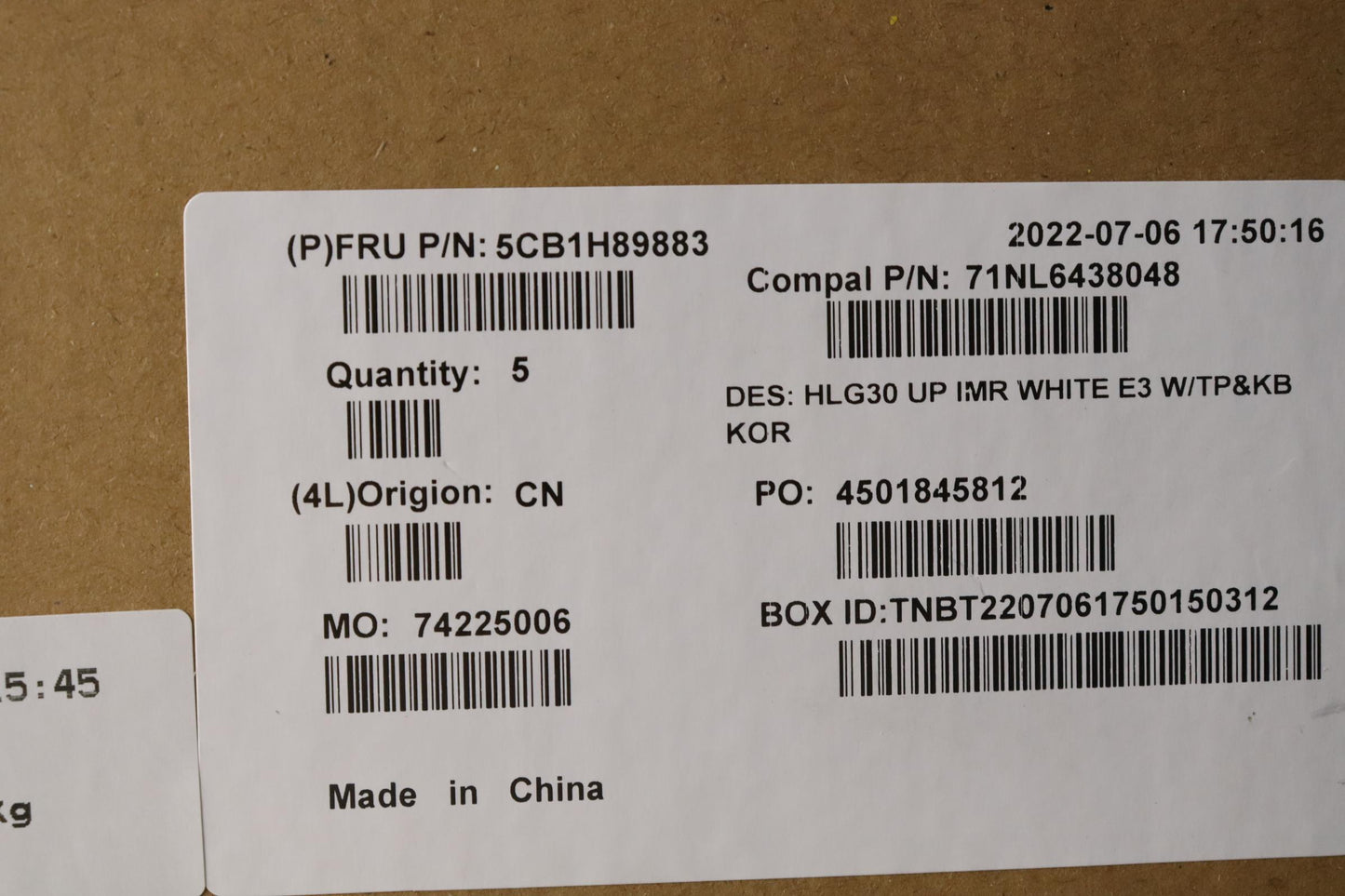 Lenovo Cover Uppercaseasmkor C82S9 E3 - 5CB1H89883