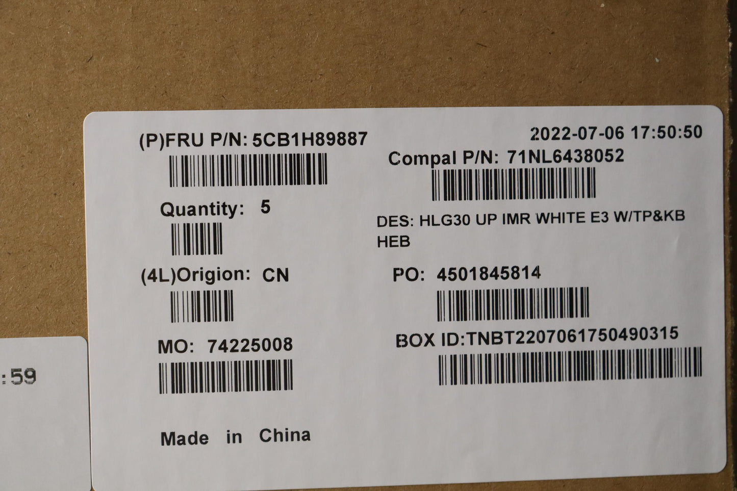 Lenovo Cover Uppercaseasmhbw C82S9 E3 - 5CB1H89887