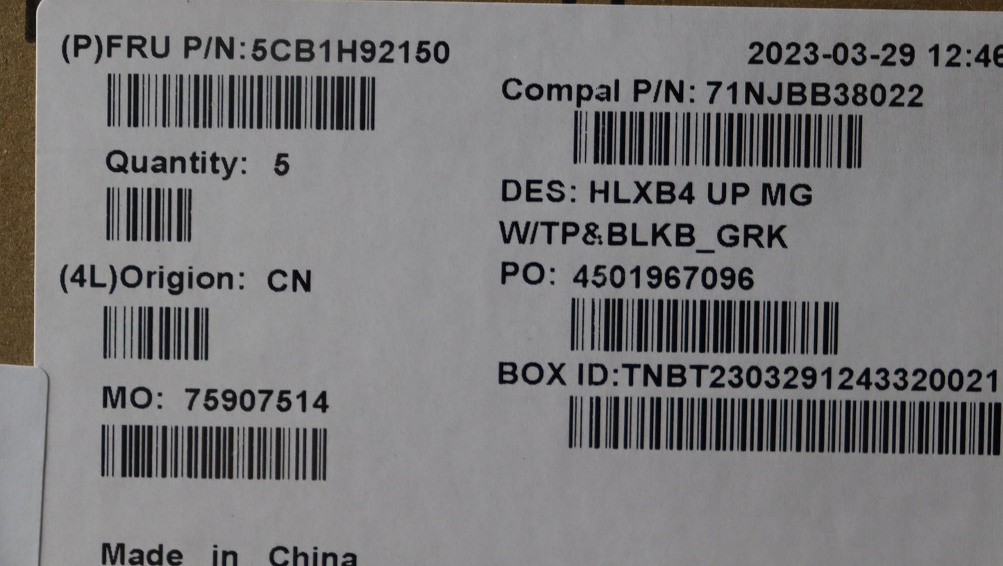 Lenovo Cover Upper Case Assembly Gre - 5CB1H92150