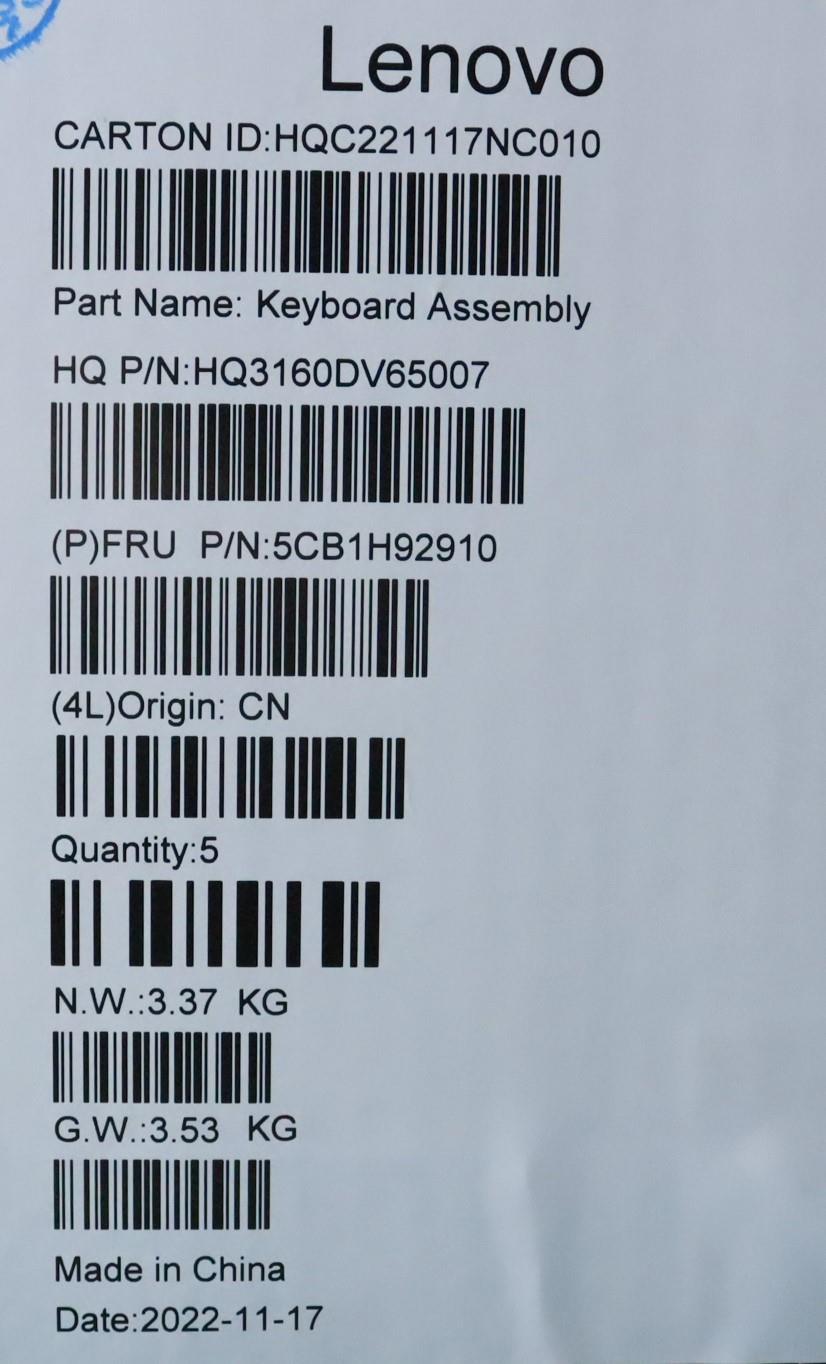 Lenovo Cover Upper Case Assembly Bel - 5CB1H92910