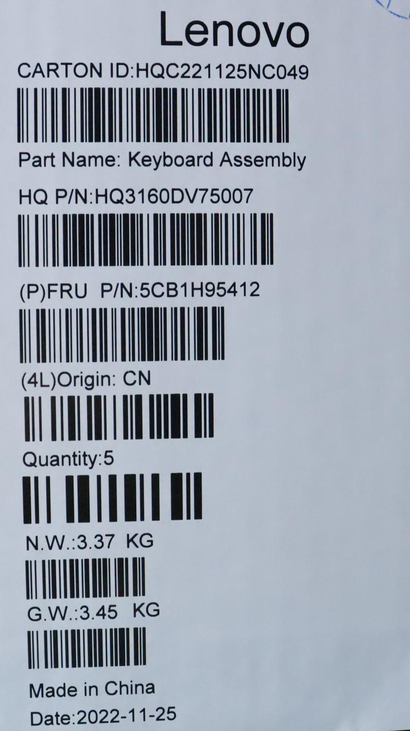 Lenovo Cover Upper Case Assembly Gre - 5CB1H95412
