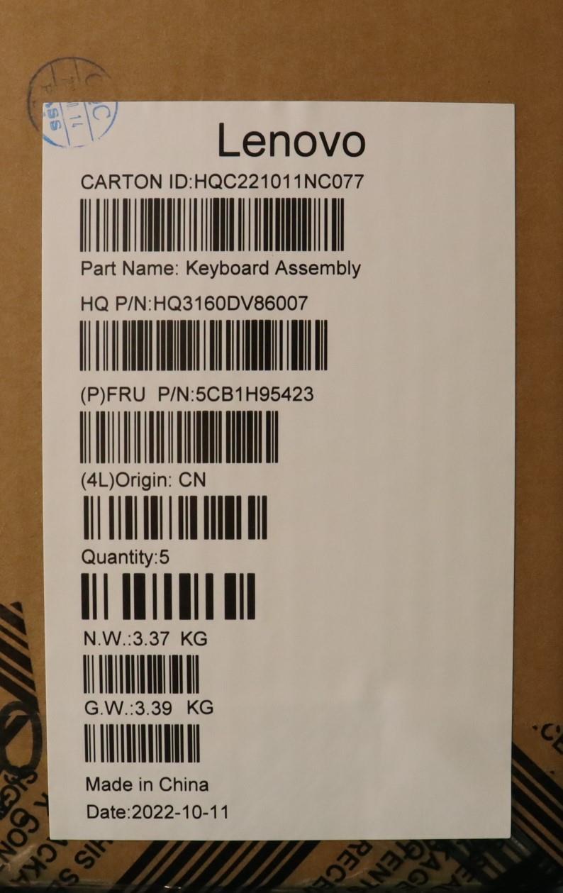 Lenovo Cover Upper Case Assembly Rus - 5CB1H95423