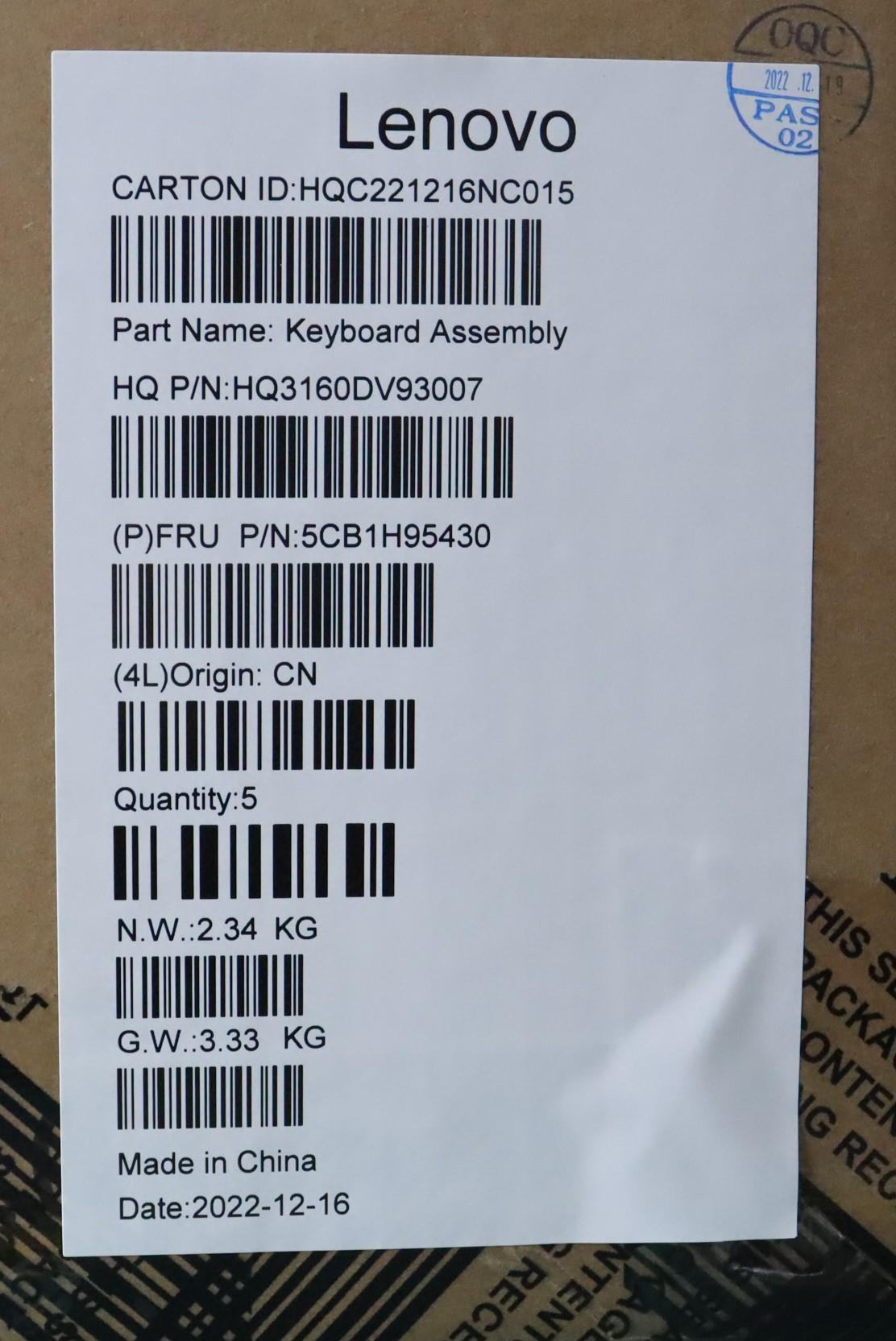 Lenovo Cover Upper Case Assembly Uke - 5CB1H95430