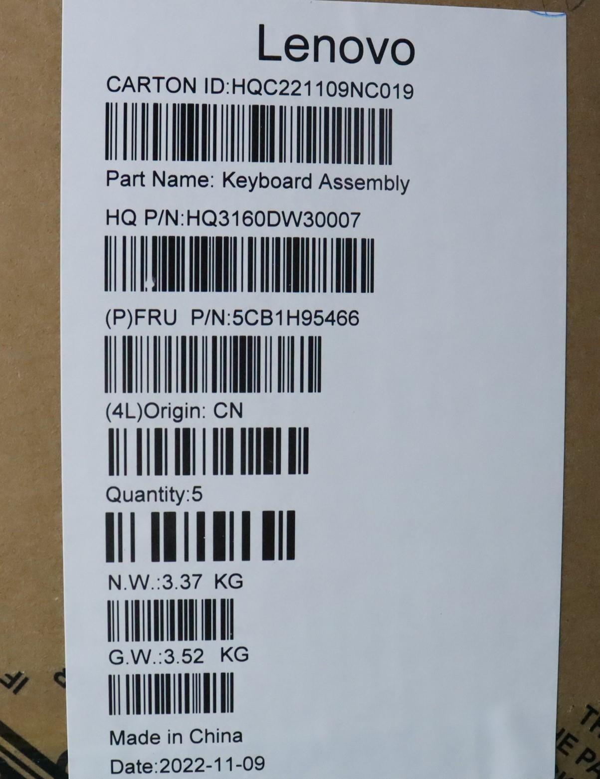 Lenovo Cover Upper Case Assembly Bel - 5CB1H95466