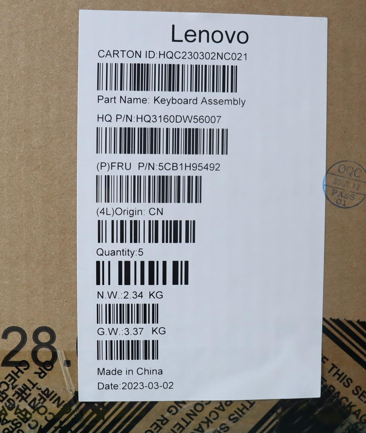 Lenovo Cover Upper Case Assembly Thai - 5CB1H95492