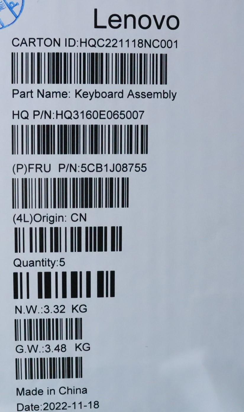 Lenovo Cover Upper Case Asmeuro Eng H - 5CB1J08755
