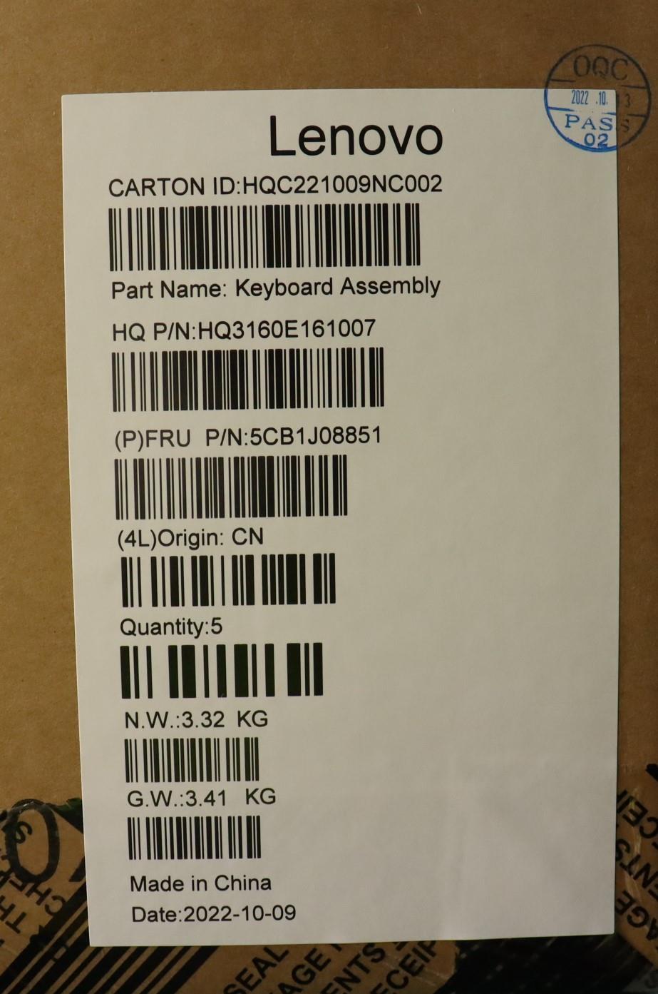 Lenovo Cover Upper Case Asmeuro Eng H - 5CB1J08851