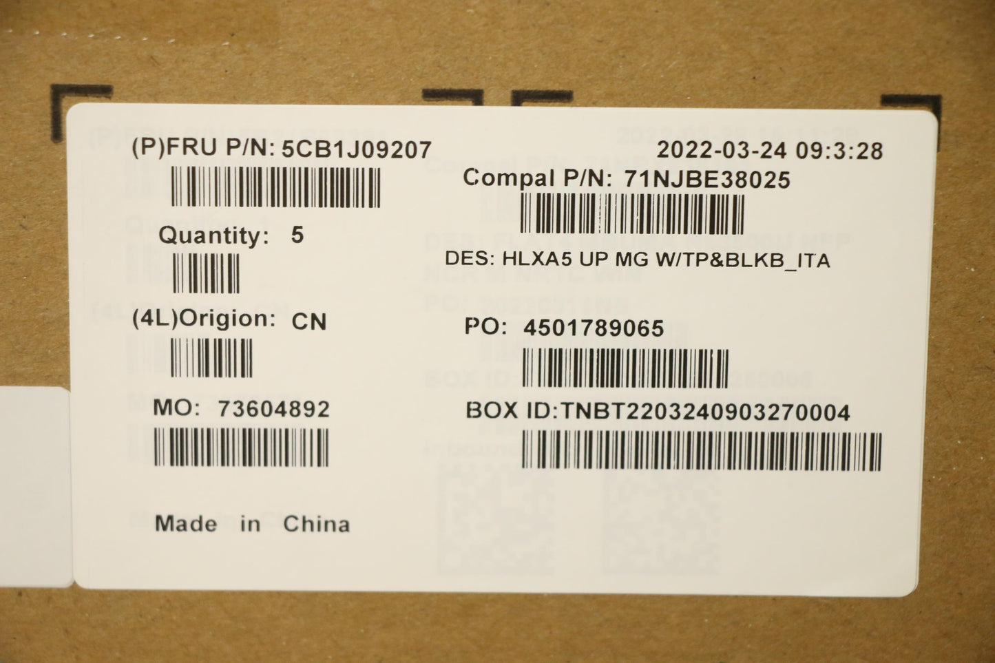 Lenovo Cover Upper Case Assembly Ita - 5CB1J09207