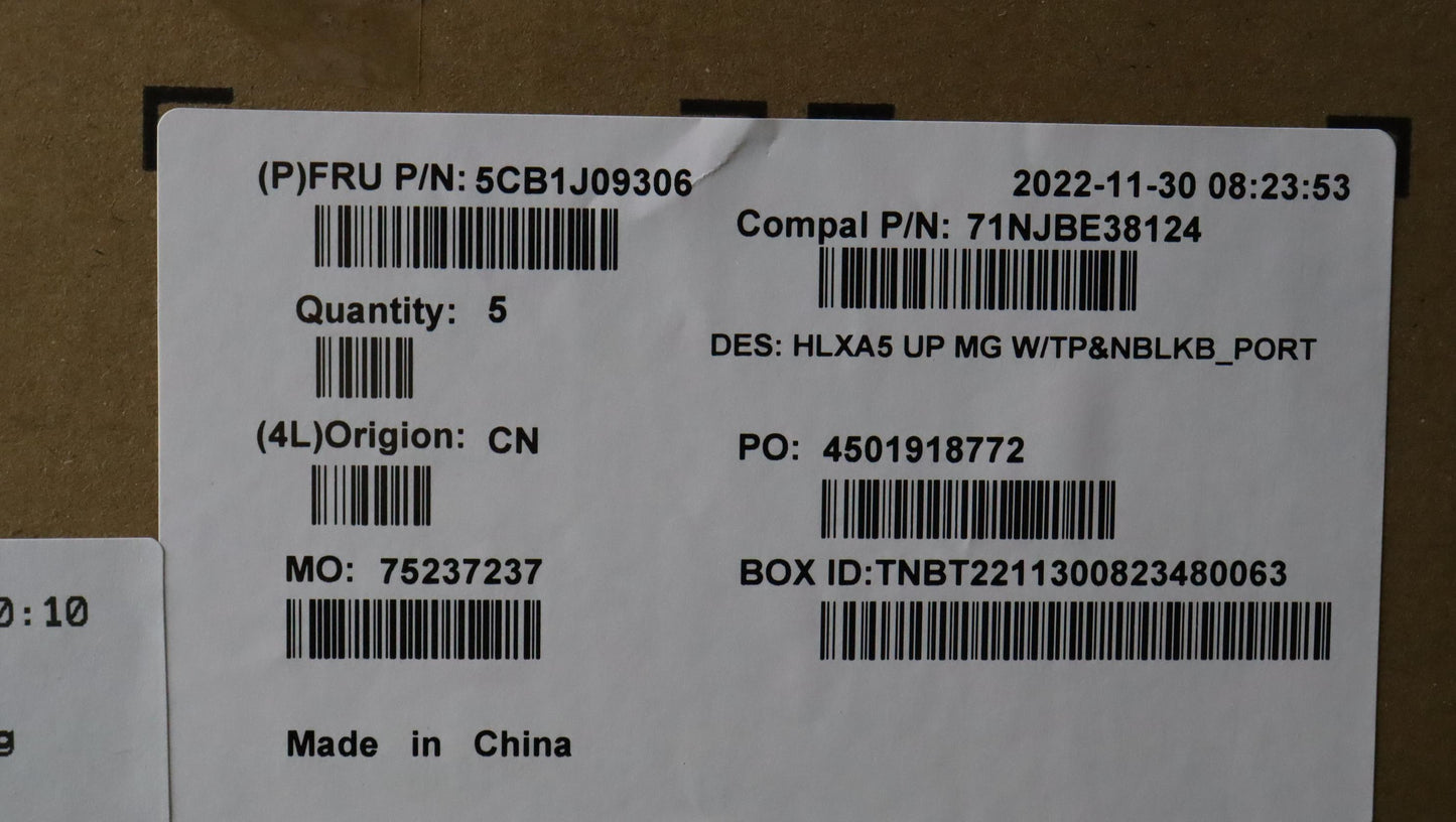 Lenovo Cover Upper Case Assembly Por - 5CB1J09306