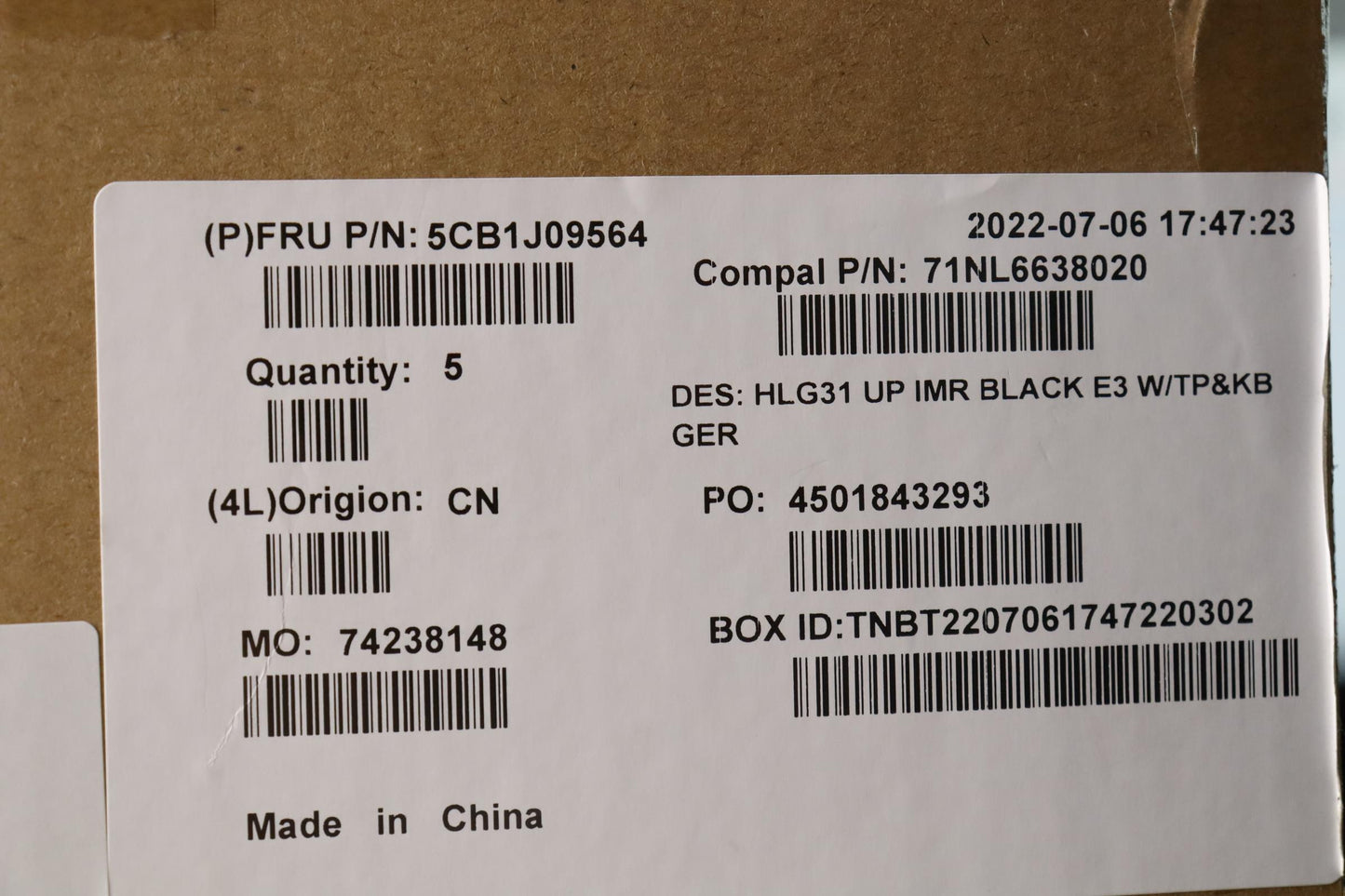 Lenovo Cover Uppercaseasmger C82Sa E3 - 5CB1J09564
