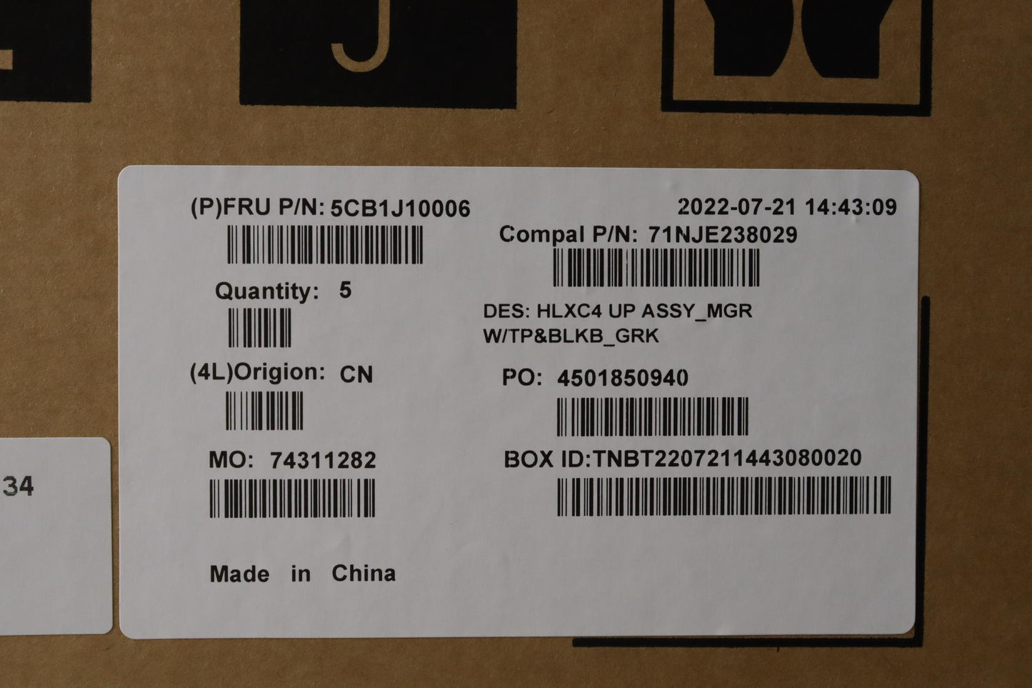 Lenovo Cover Upper Case Assembly Gre - 5CB1J10006