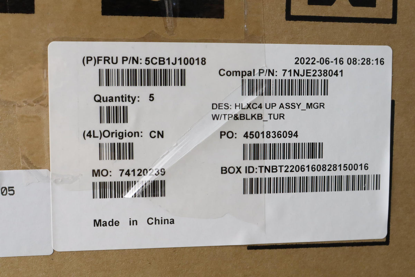 Lenovo Cover Upper Case Assembly Tur - 5CB1J10018
