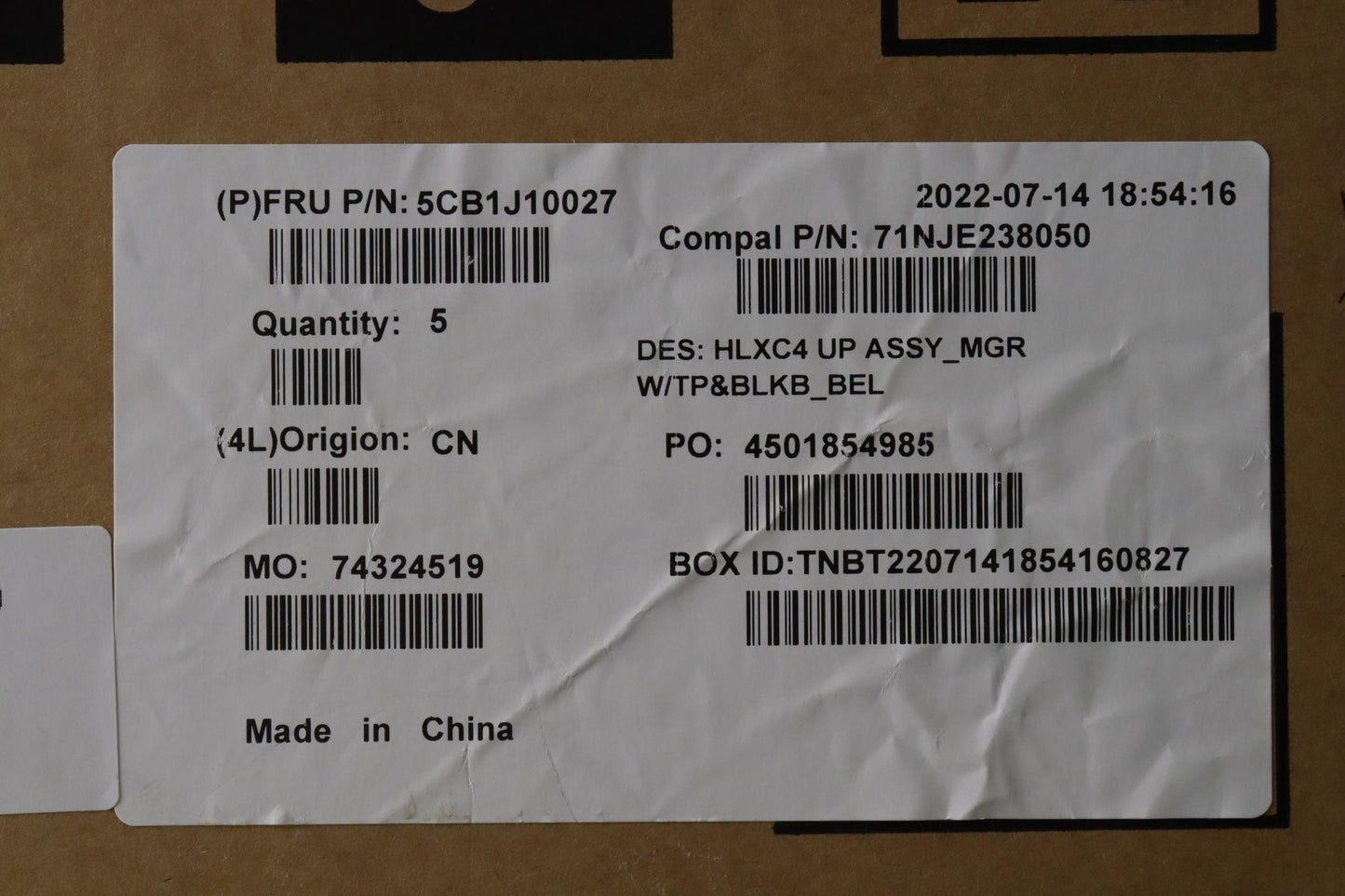 Lenovo Cover Upper Case Assembly Bel - 5CB1J10027