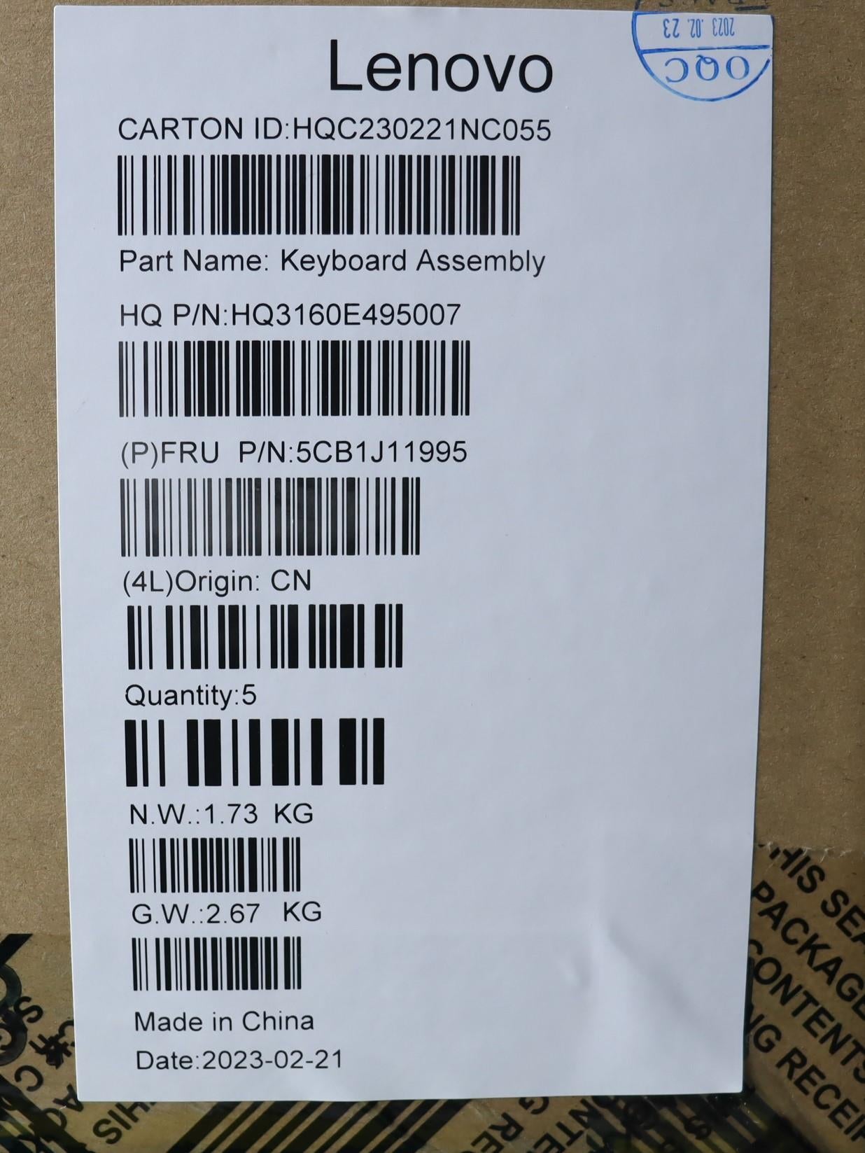 Lenovo Cover Upper Case Asmthaih 21D0 - 5CB1J11995