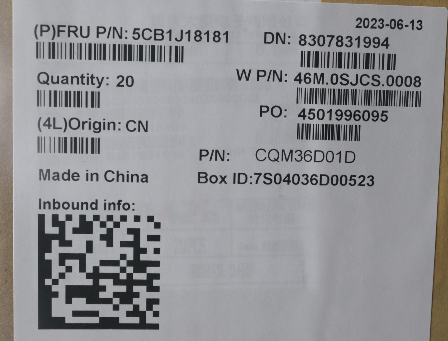 Lenovo Cover Fruacov,Asm,Al,2.4T,Ir,W - 5CB1J18181
