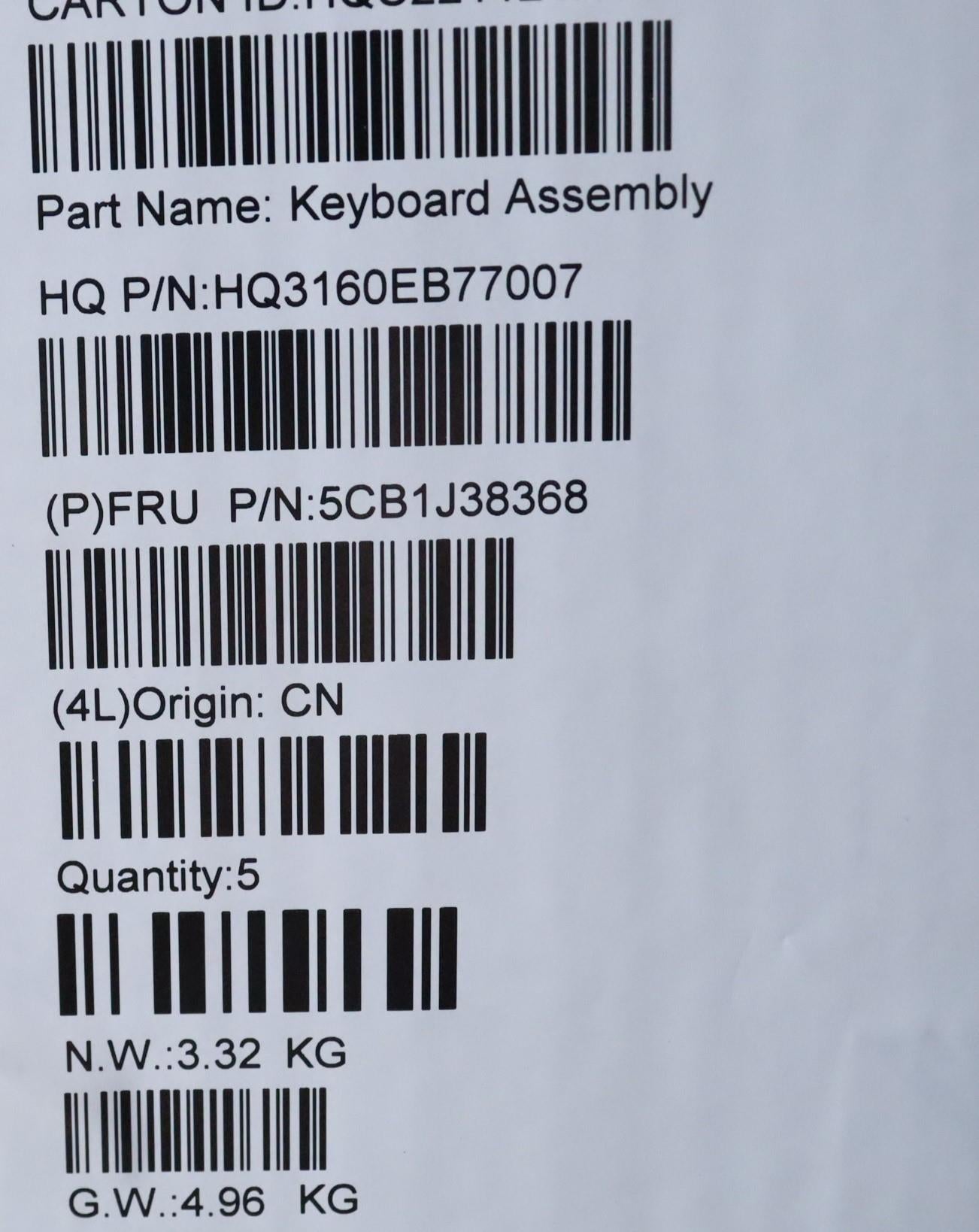 Lenovo Cover Upper Case Asmild H21El - 5CB1J38368