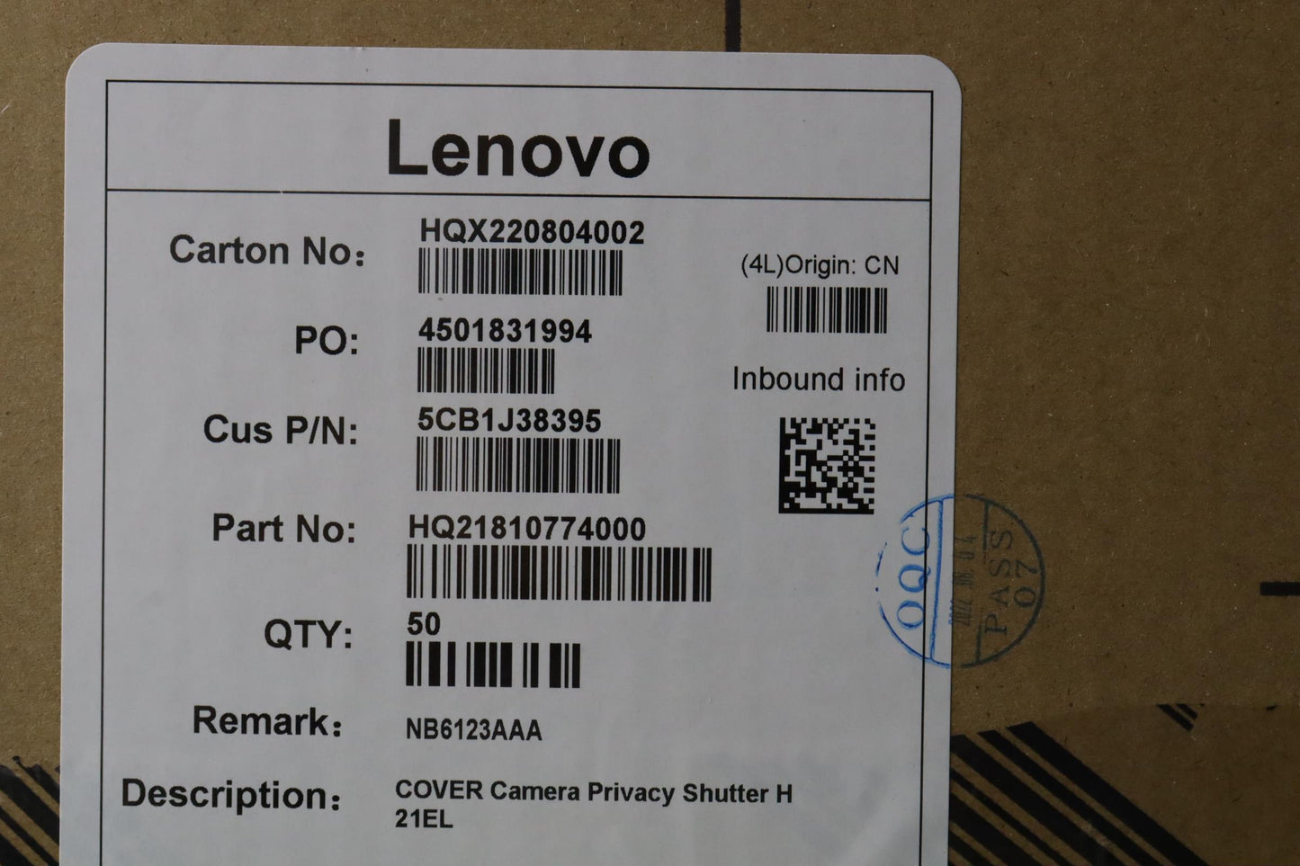 Lenovo Cover Camera Privacy Shutter H - 5CB1J38395