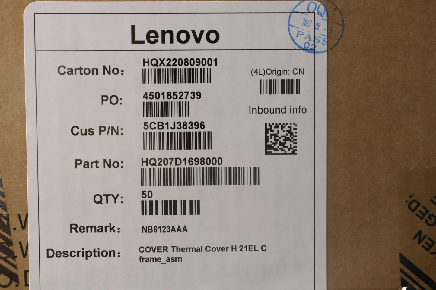 Lenovo Cover Thermal Cover H 21El C F - 5CB1J38396