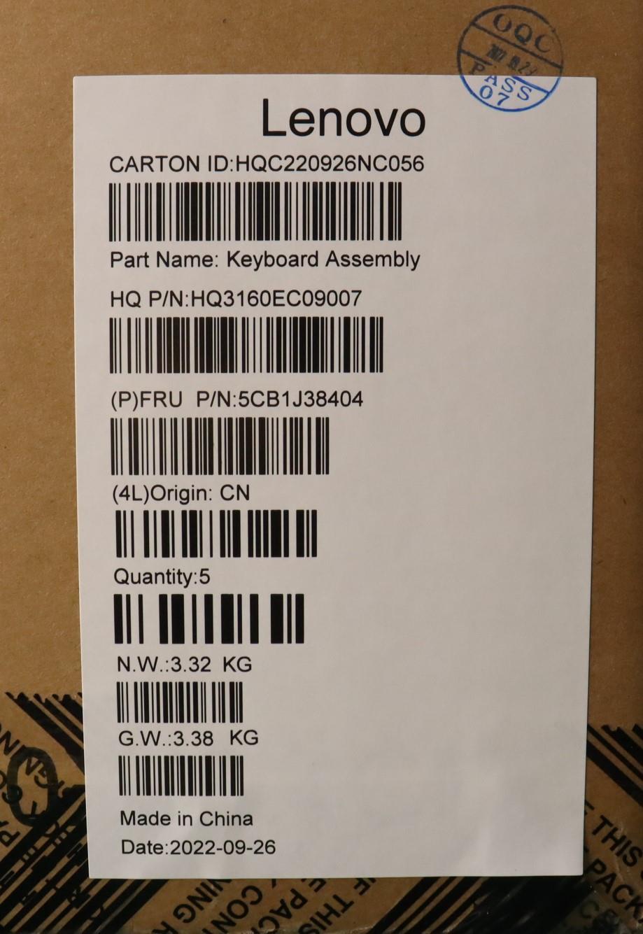 Lenovo Cover Upper Case Asmeuro Eng H - 5CB1J38404