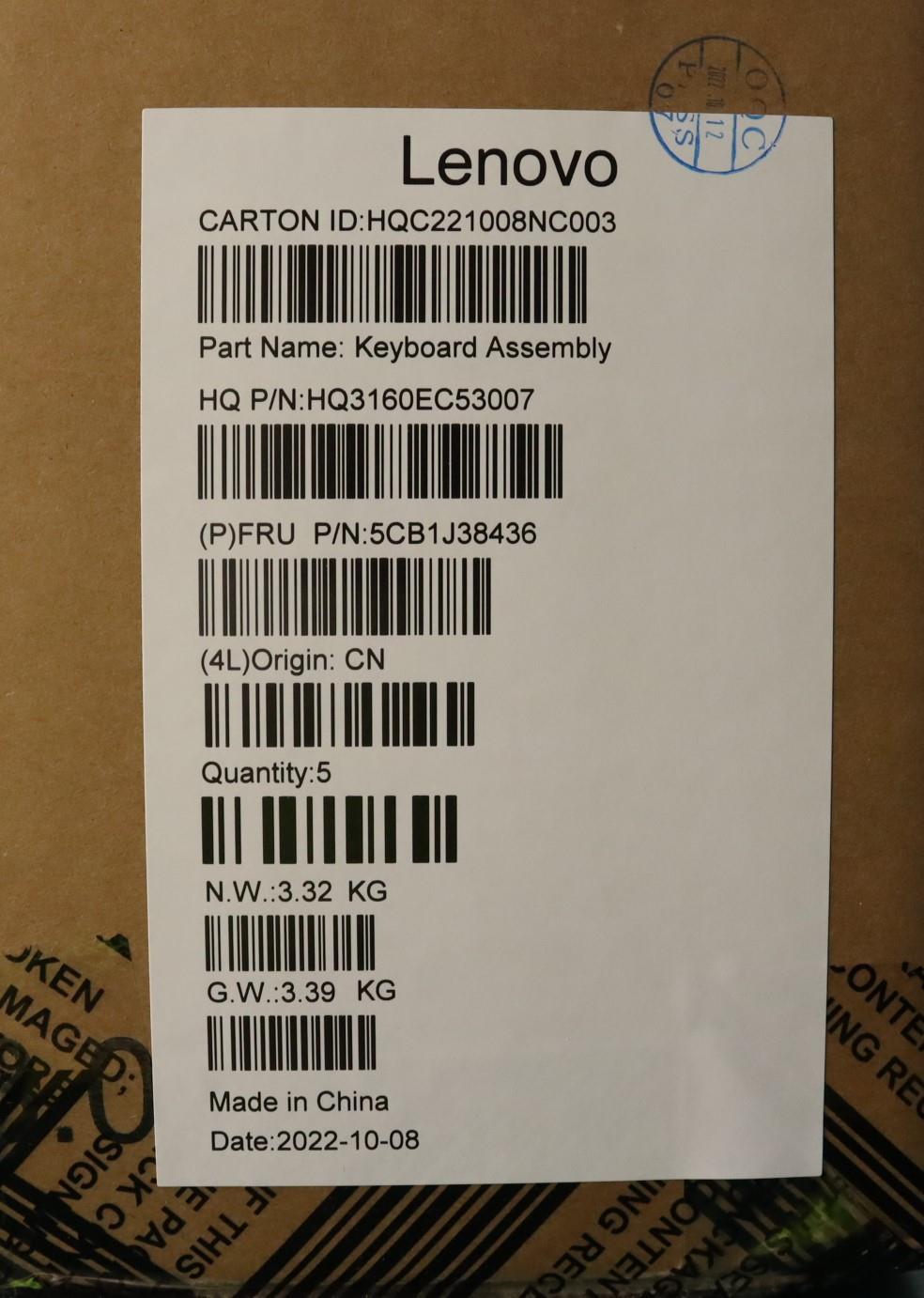 Lenovo Cover Upper Case Asmeuro Eng H - 5CB1J38436