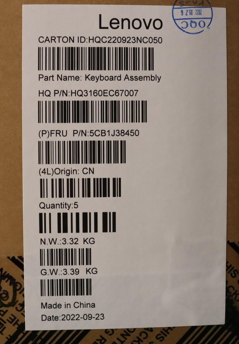 Lenovo Cover Upper Case Asmnordic H82 - 5CB1J38450