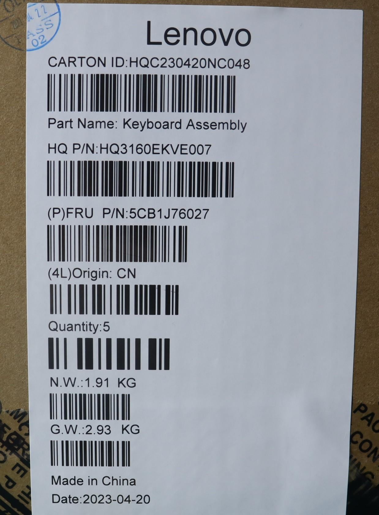 Lenovo Cover Upper Case Assembly Fra/ - 5CB1J76027