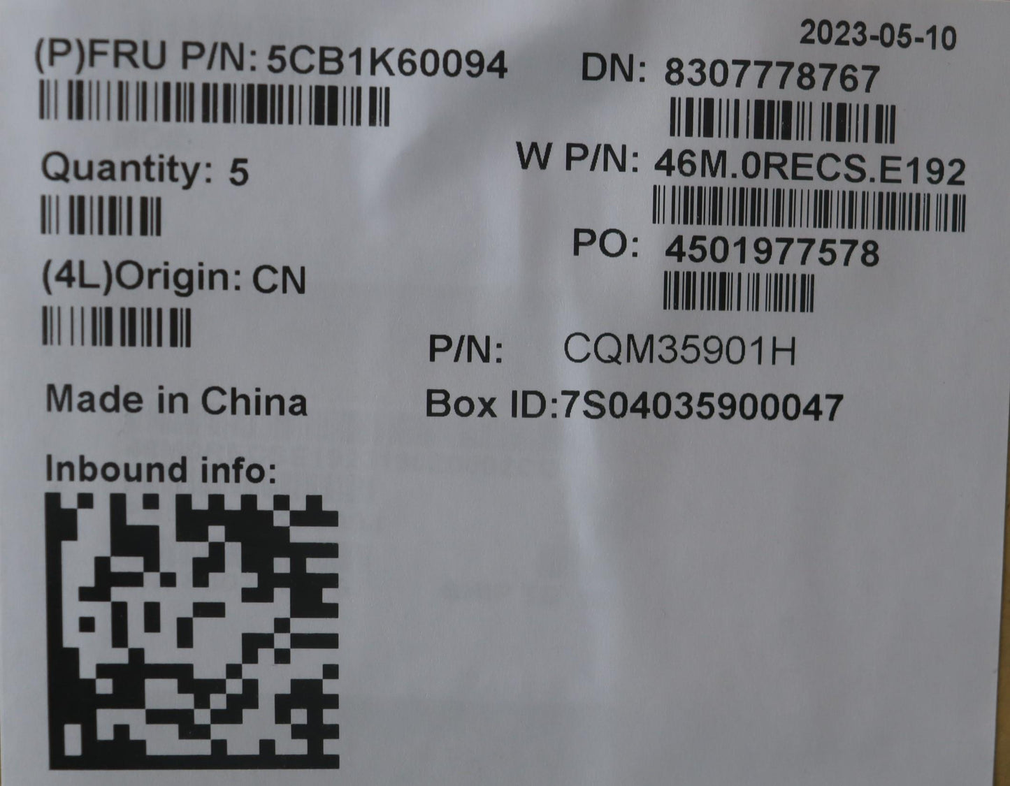 Lenovo Cover Upper Case Assembly Euro - 5CB1K60094
