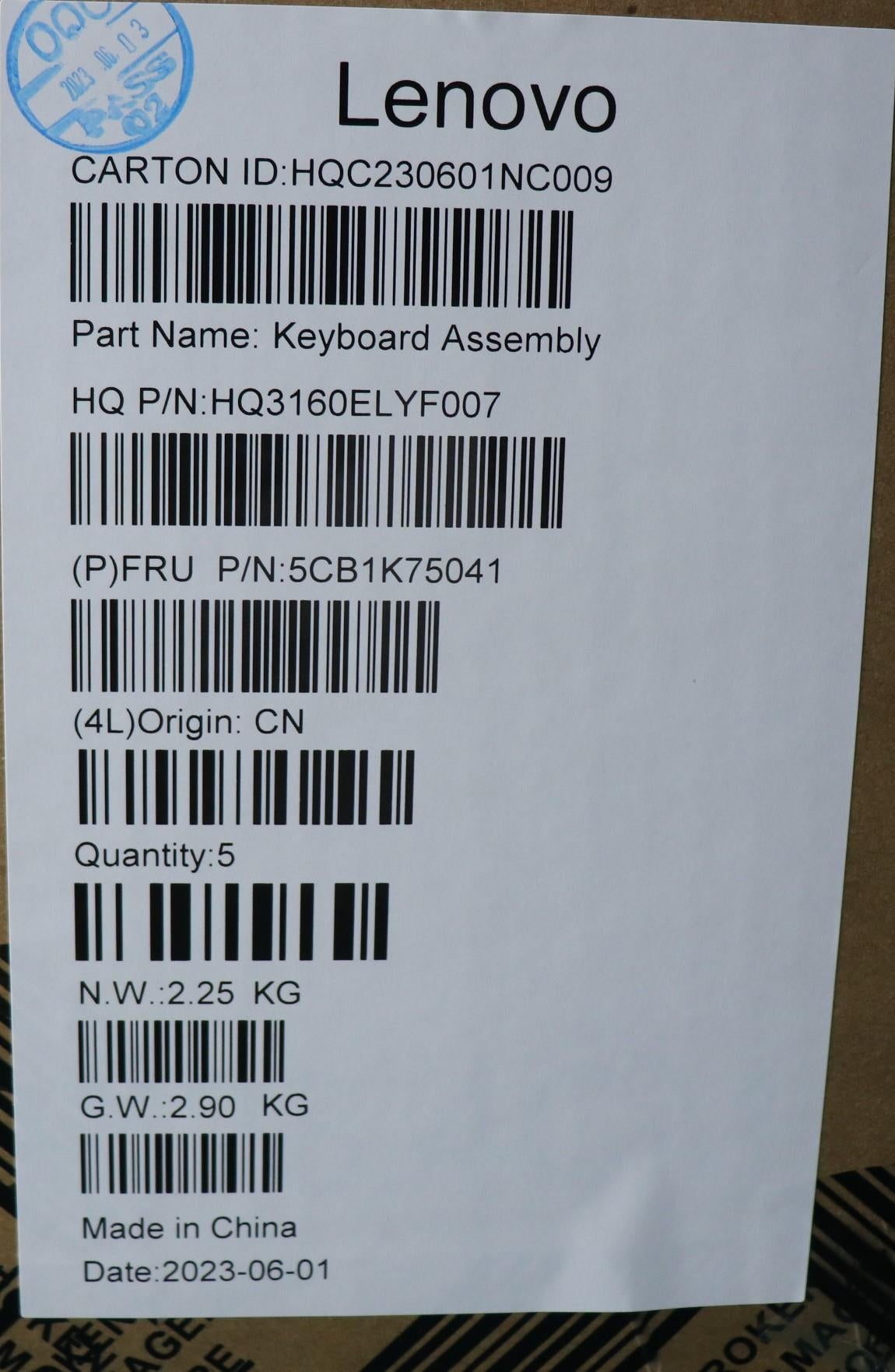 Lenovo Cover Upper Case Assembly Euro - 5CB1K75041