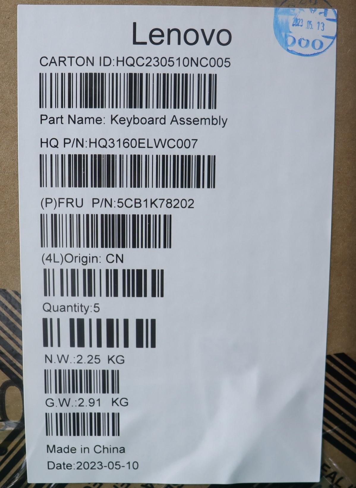 Lenovo Cover Upper Case Assembly Uke_ - 5CB1K78202