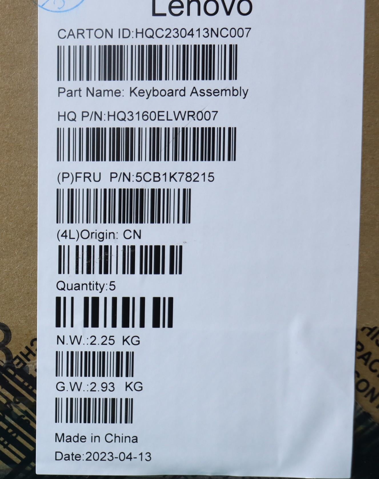 Lenovo Cover Upper Case Assembly Ger_ - 5CB1K78215