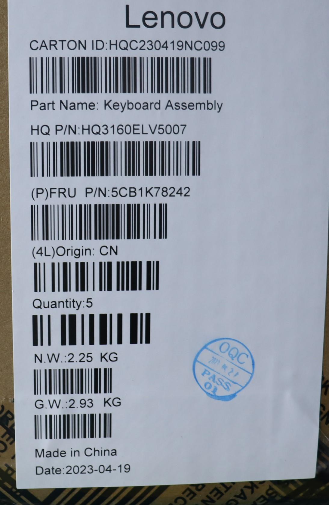 Lenovo Cover Upper Case Assembly Eng_ - 5CB1K78242