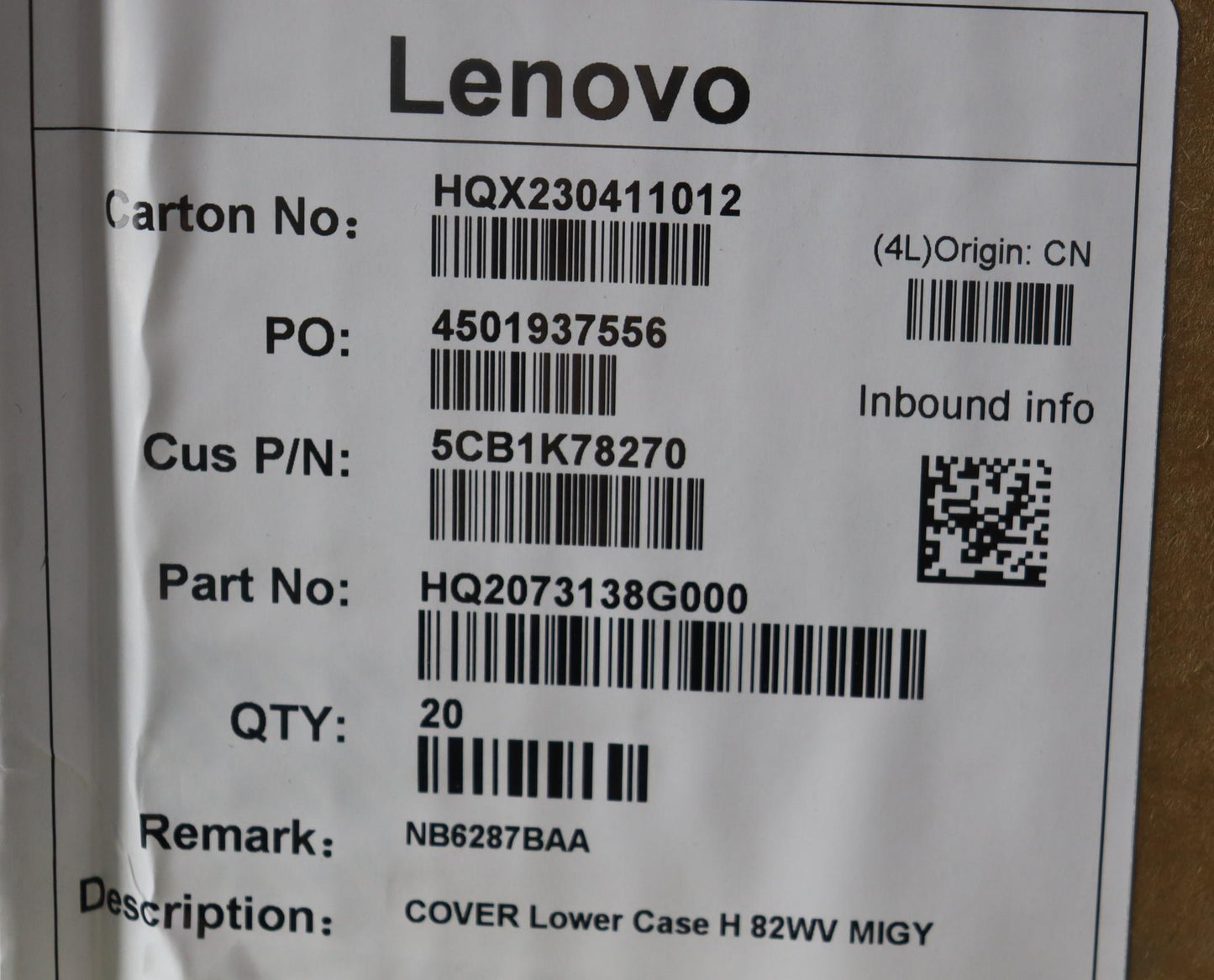 Lenovo Cover Lower Case H 82Wv Migy - 5CB1K78270