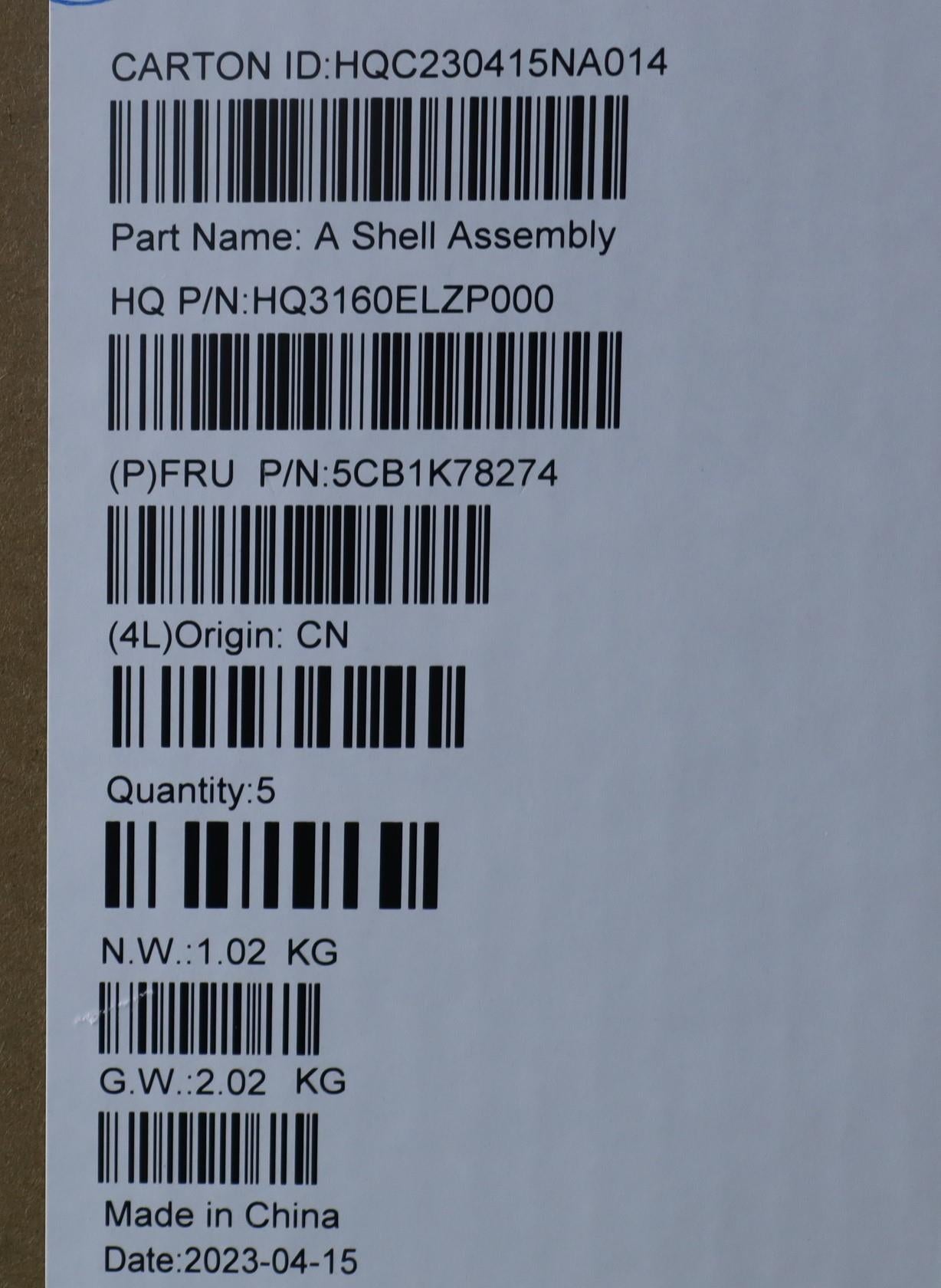 Lenovo Cover Lcd Cover H 82Wv_O Sg Yg - 5CB1K78274