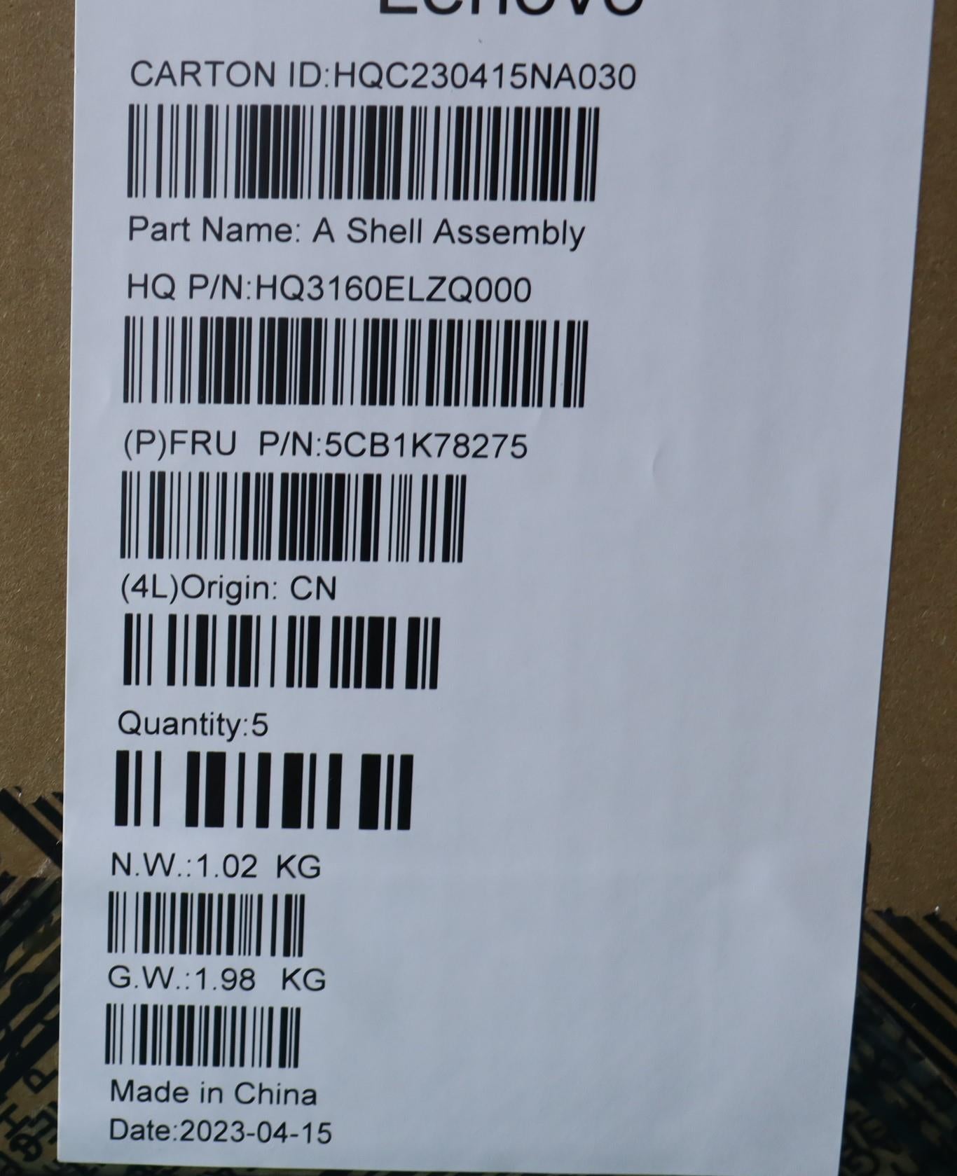 Lenovo Cover Lcd Cover H 82Wv Mg Yg W - 5CB1K78275