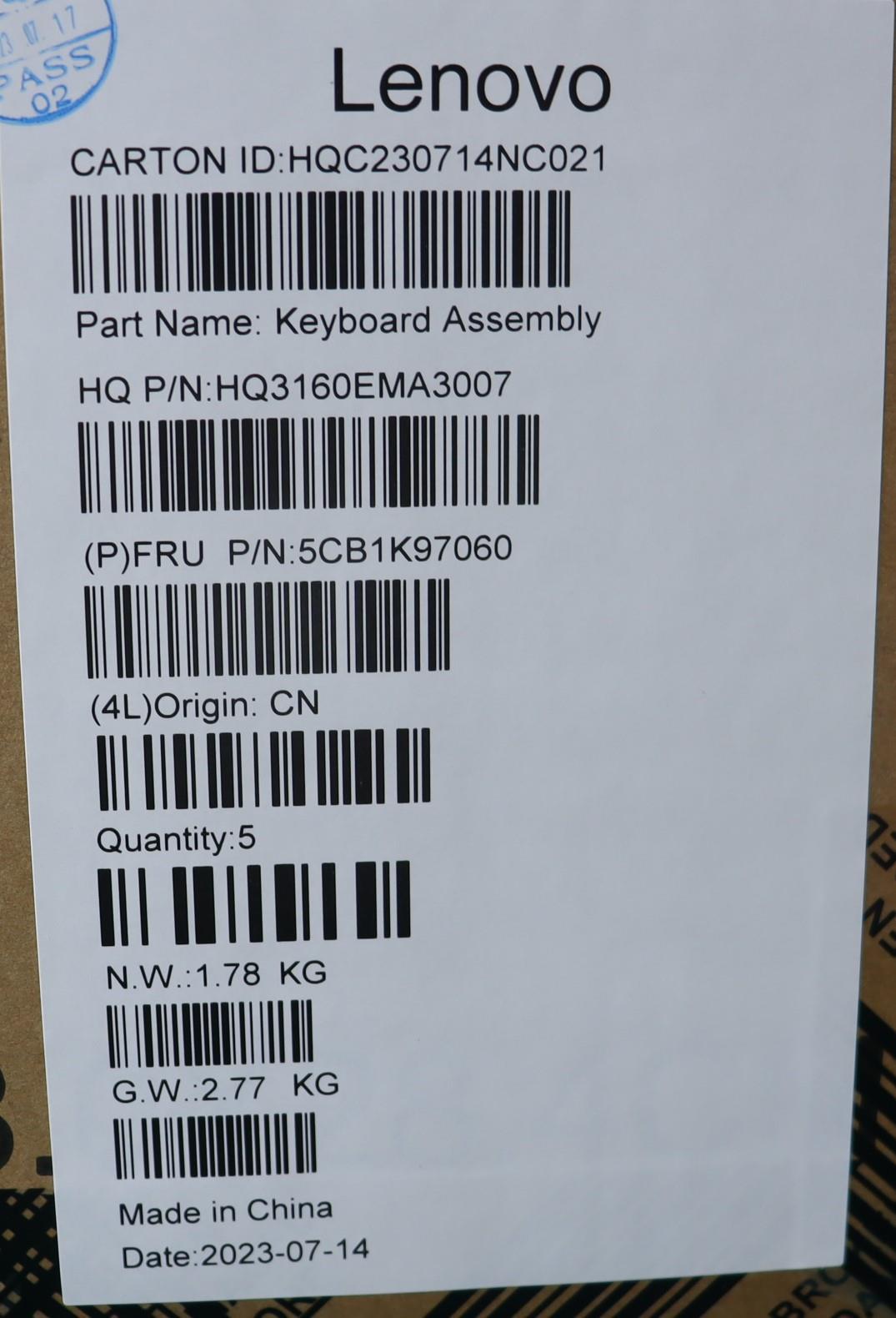 Lenovo Cover Upper Case Assembly Slv - 5CB1K97060