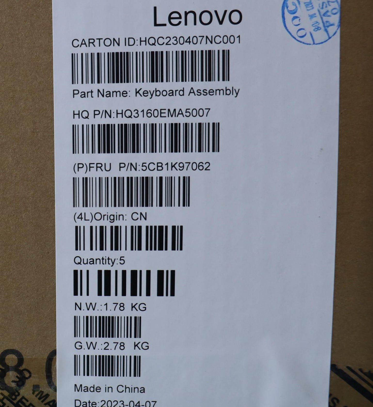 Lenovo Cover Upper Case Assembly Sws - 5CB1K97062