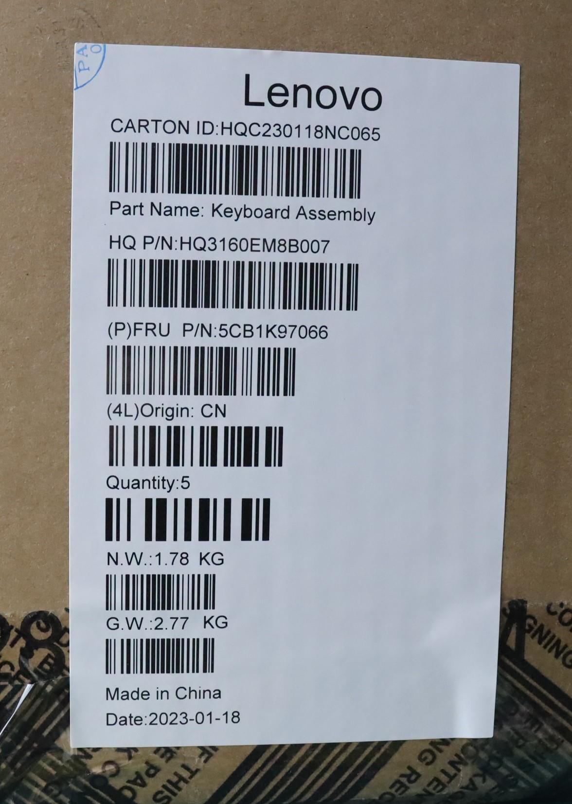 Lenovo Cover Upper Case Assembly Uke - 5CB1K97066