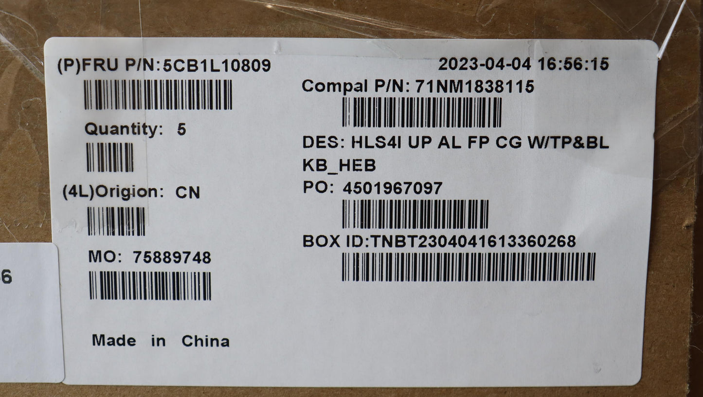 Lenovo Cover Uppercase_Hbw C82Xd Fp C - 5CB1L10809
