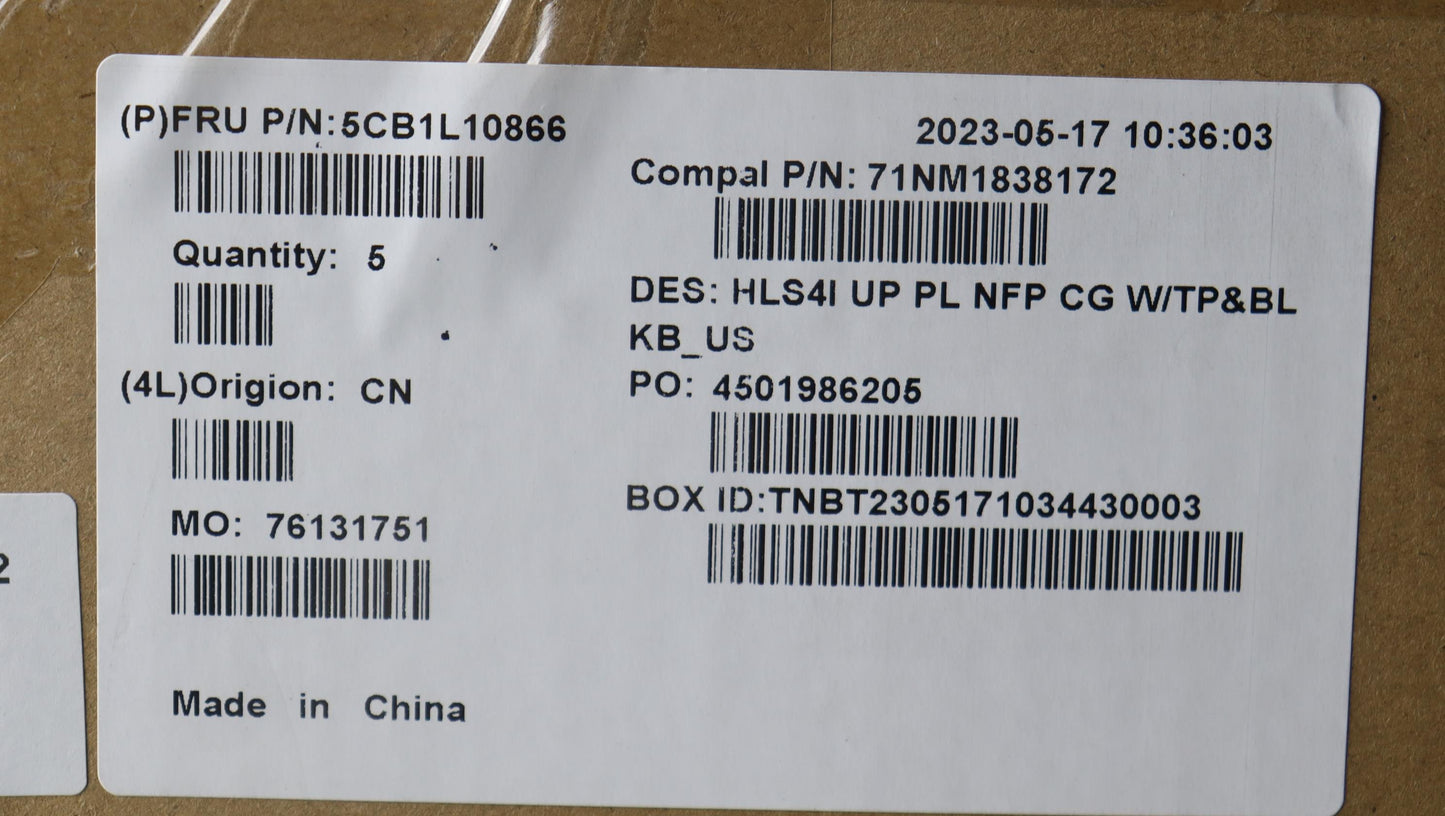 Lenovo Cover Uppercase_Eng C82Xd Nfp - 5CB1L10866