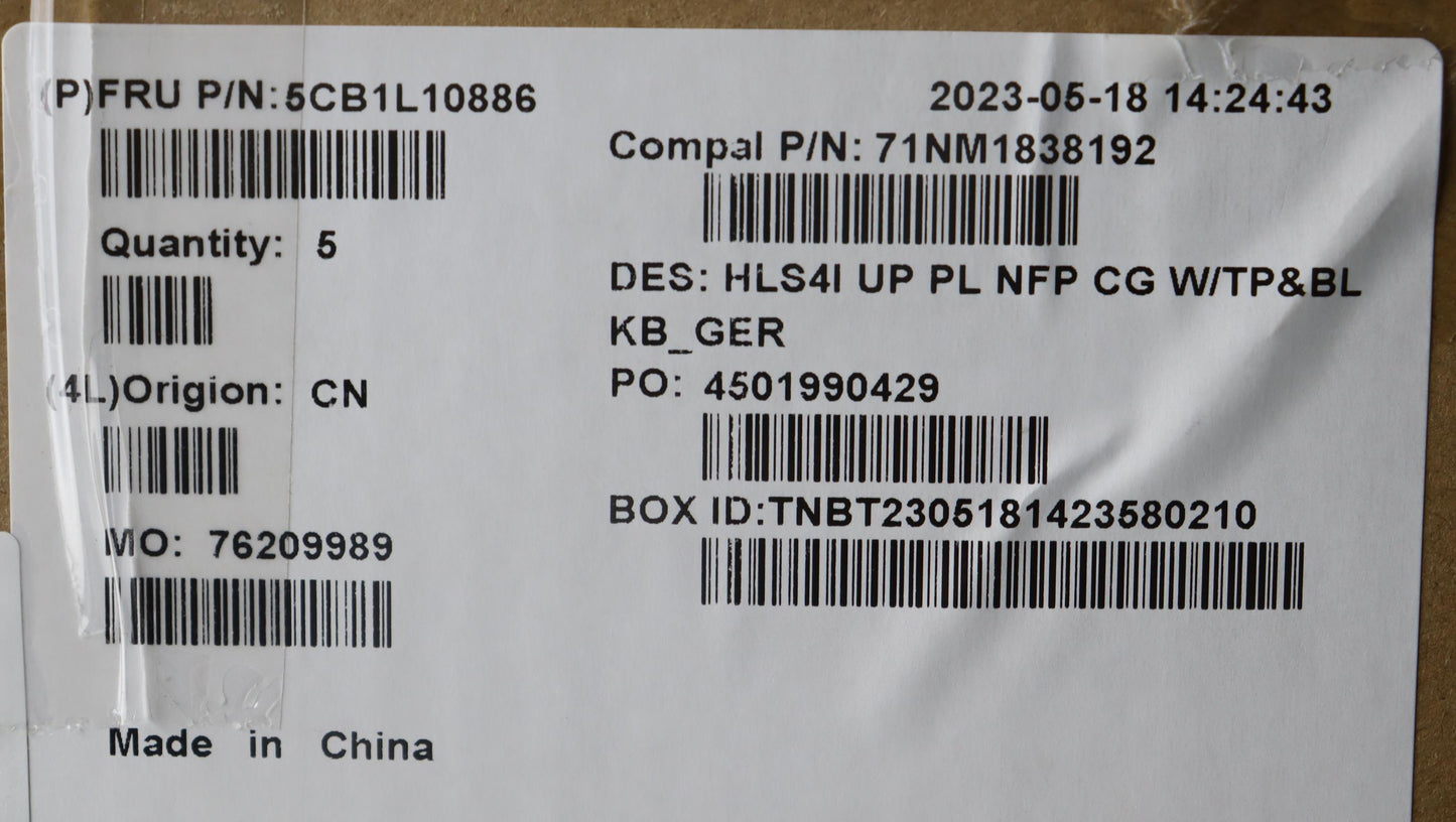 Lenovo Cover Uppercase_Ger C82Xd Nfp - 5CB1L10886
