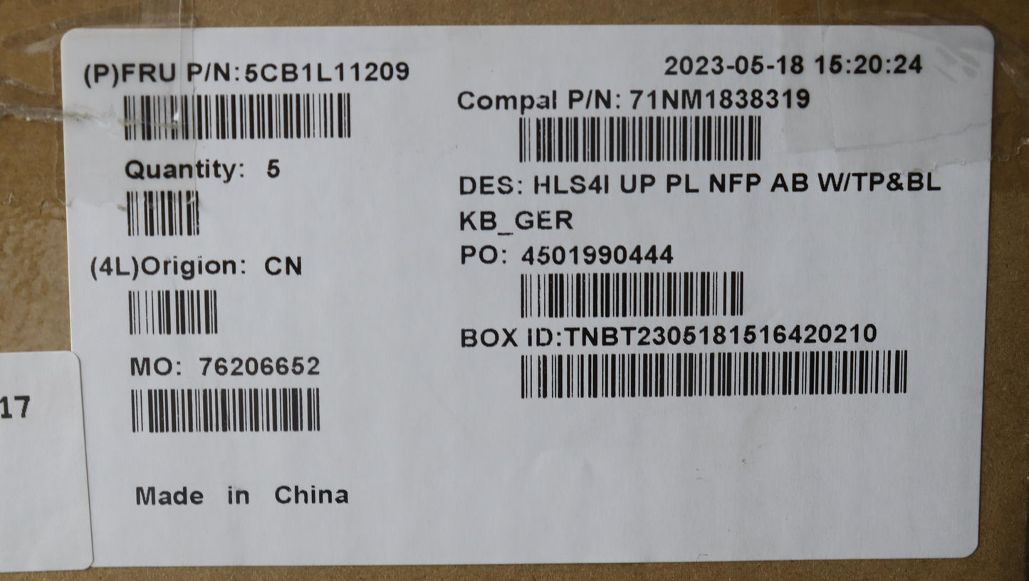 Lenovo Cover Uppercase_Ger C82Xd Nfp - 5CB1L11209