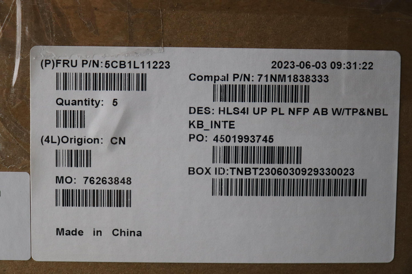 Lenovo Cover Upcase_Euroengc82Xd Nfp - 5CB1L11223