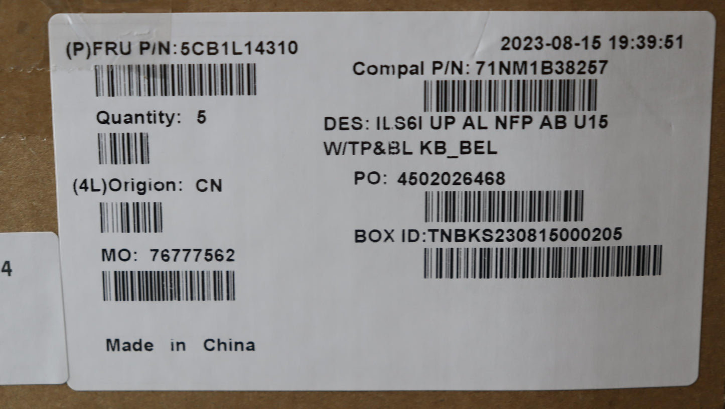 Lenovo Cover Uppercase_Bel C82Xf Nfp - 5CB1L14310