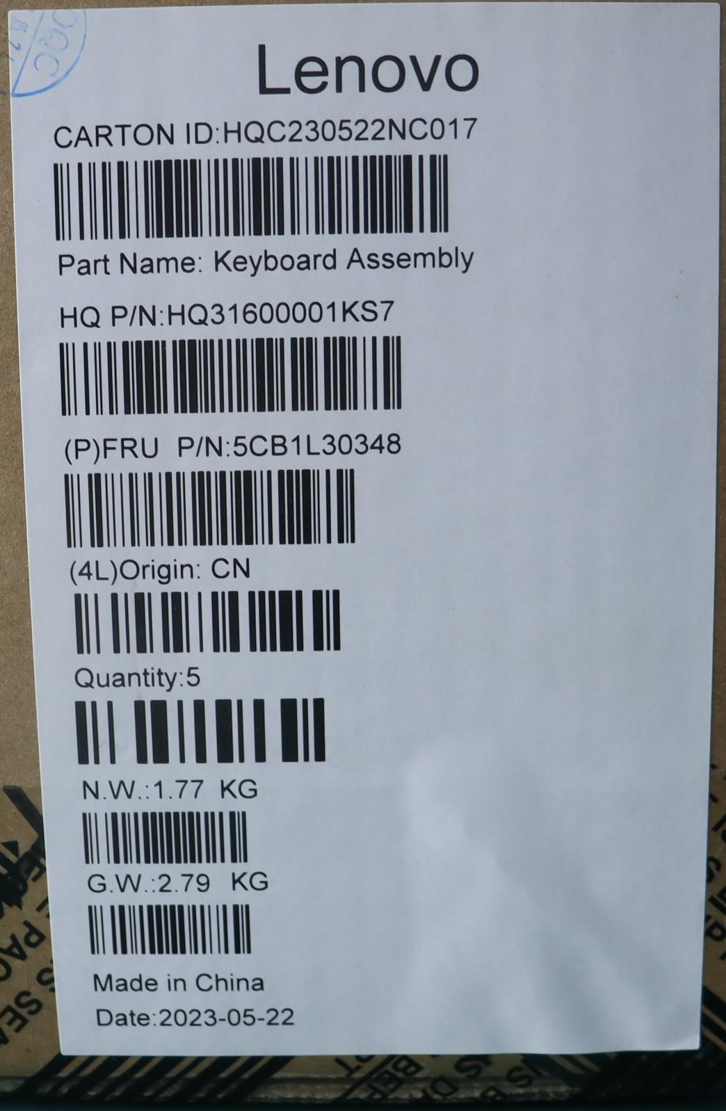 Lenovo Cover Upper Case Assembly Fra - 5CB1L30348