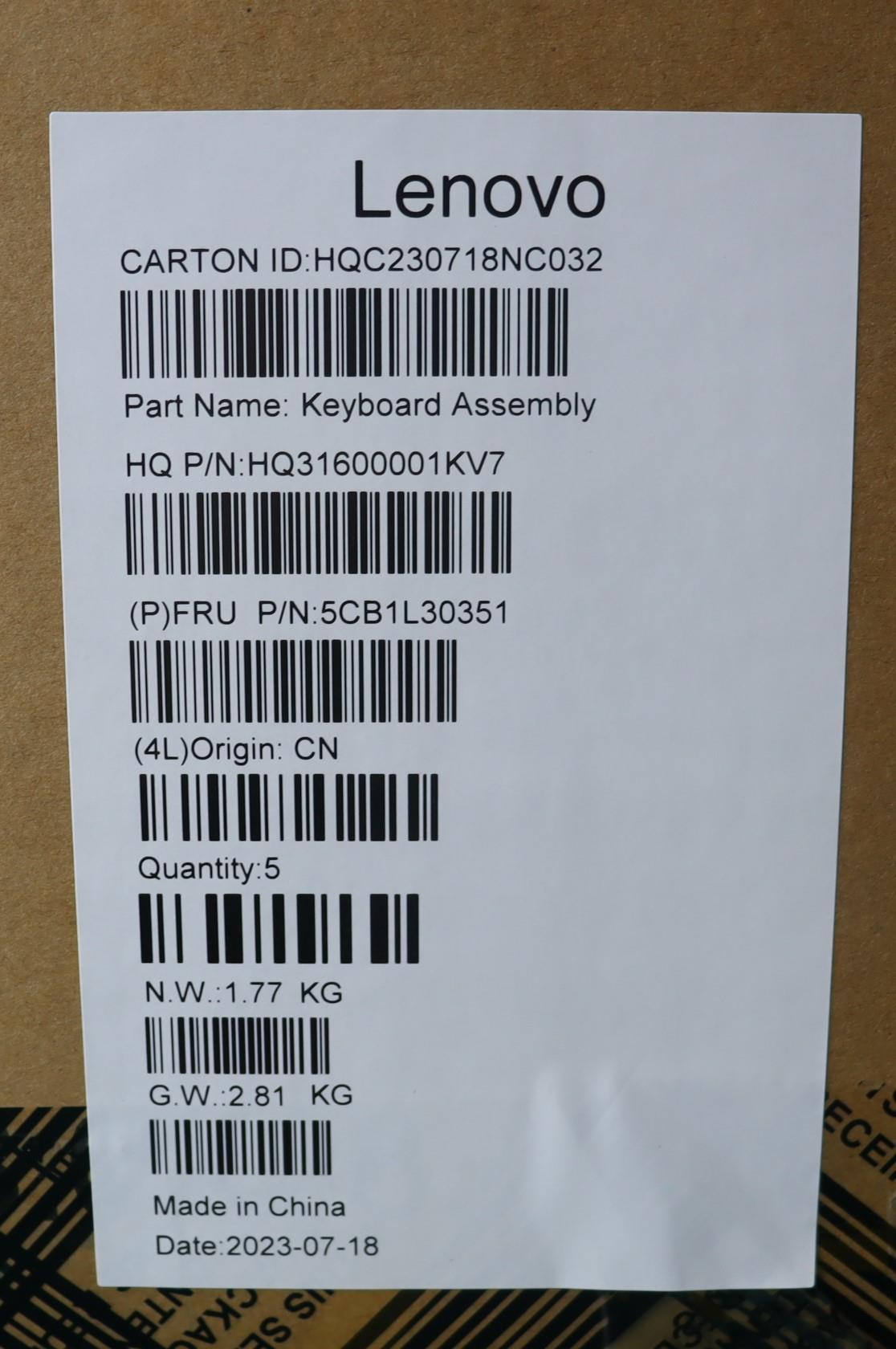 Lenovo Cover Upper Case Assembly Nord - 5CB1L30351