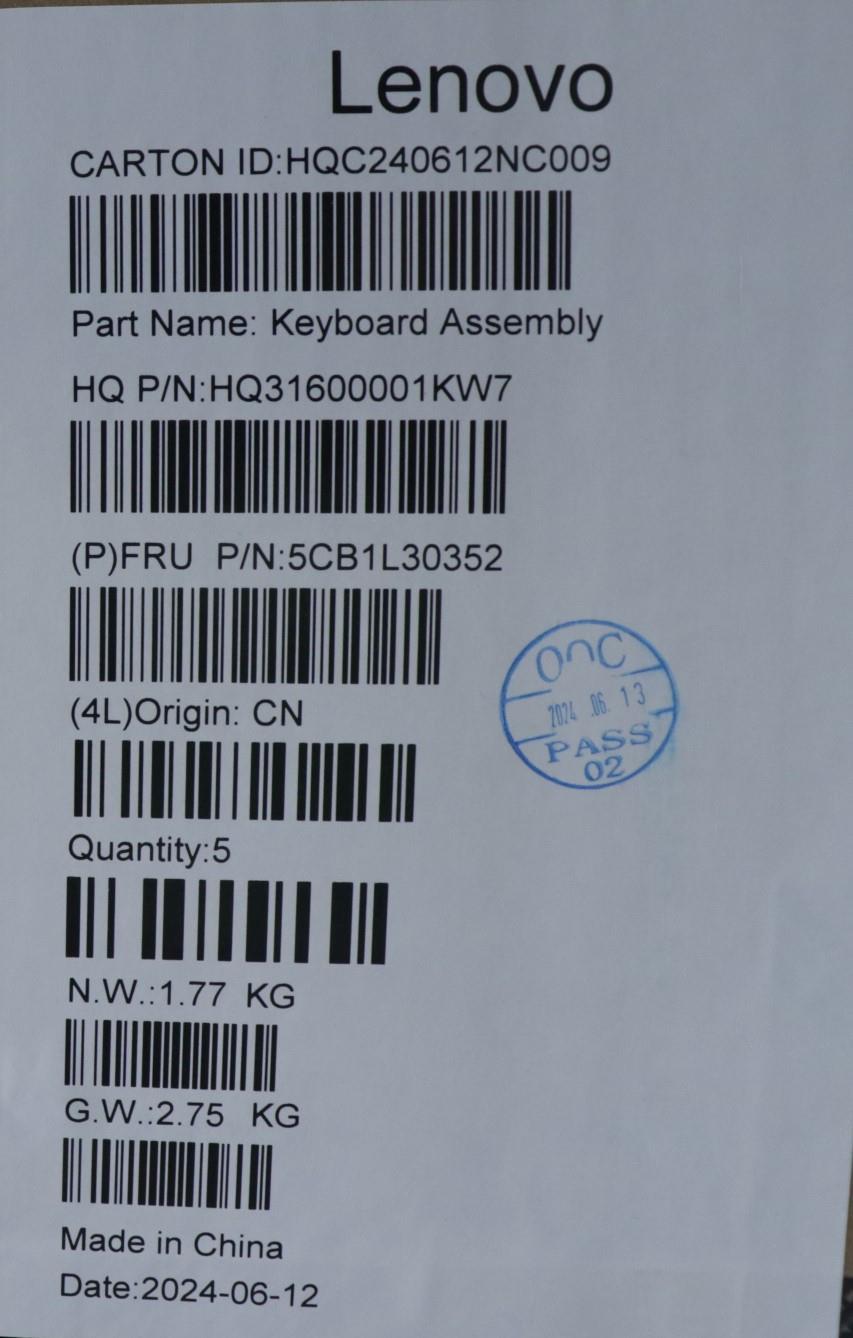 Lenovo Cover Upper Case Assembly Pol - 5CB1L30352
